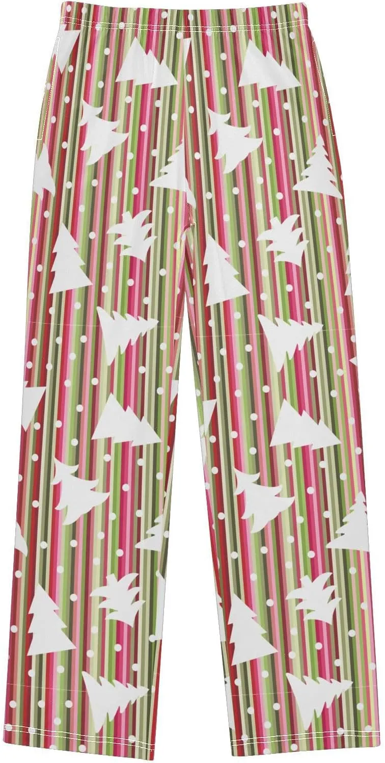 Pigsaly Boys' Pajama Bottoms Christmas Trees Snowballs Long Bottoms Winter Colorful Strip Star Jogger Pants S
