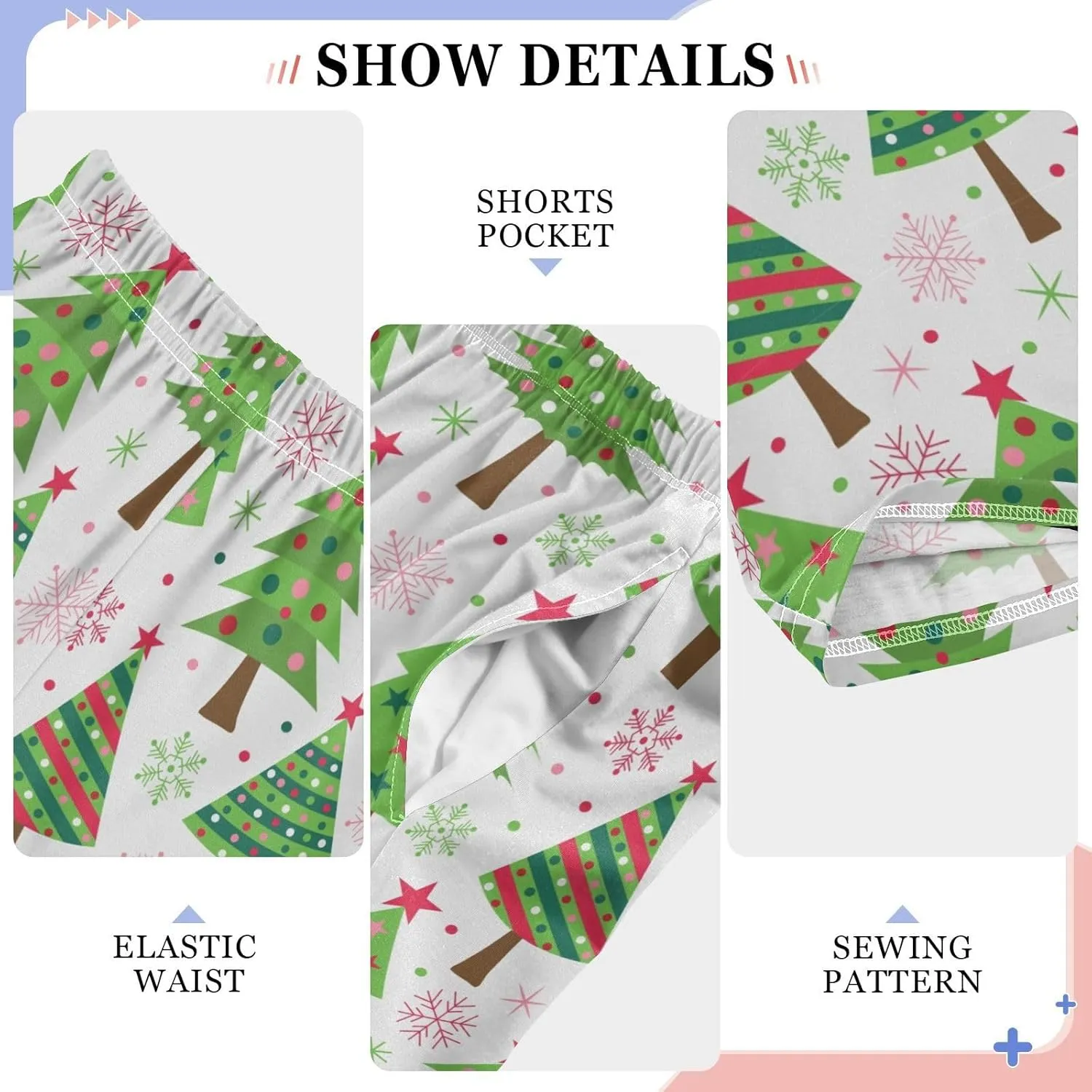 Pigsaly Boys' Pajama Bottoms Green Christmas Trees Snowflakes Long Bottoms Red Pink White Stars Jogger Pants Trousers S