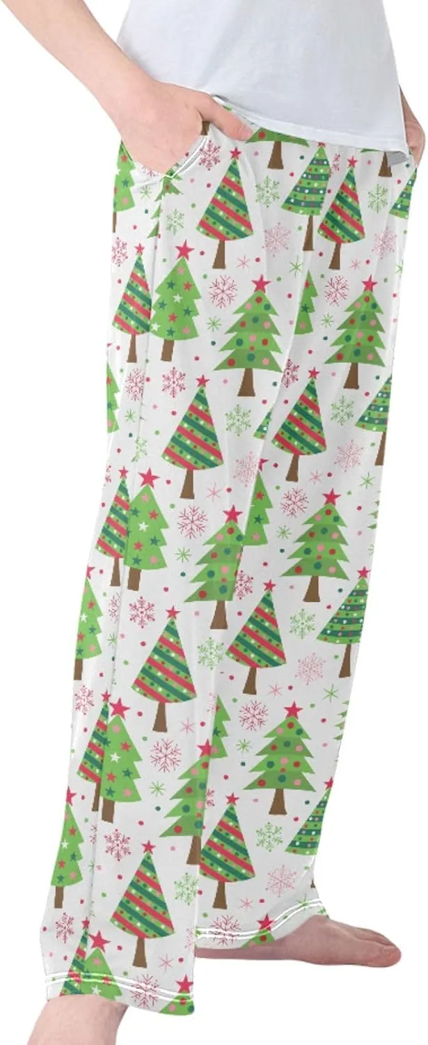 Pigsaly Boys' Pajama Bottoms Green Christmas Trees Snowflakes Long Bottoms Red Pink White Stars Jogger Pants Trousers S