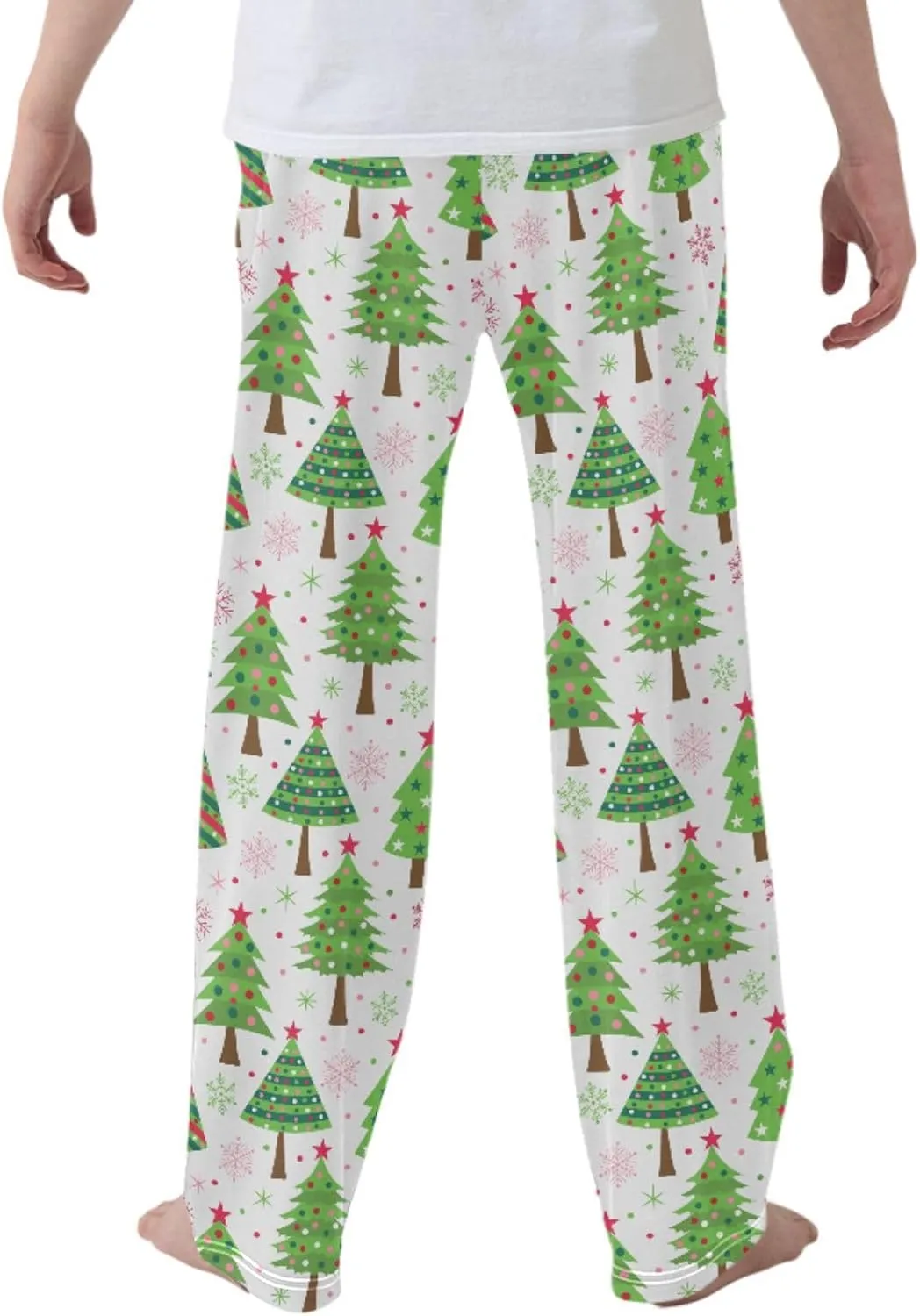 Pigsaly Boys' Pajama Bottoms Green Christmas Trees Snowflakes Long Bottoms Red Pink White Stars Jogger Pants Trousers S