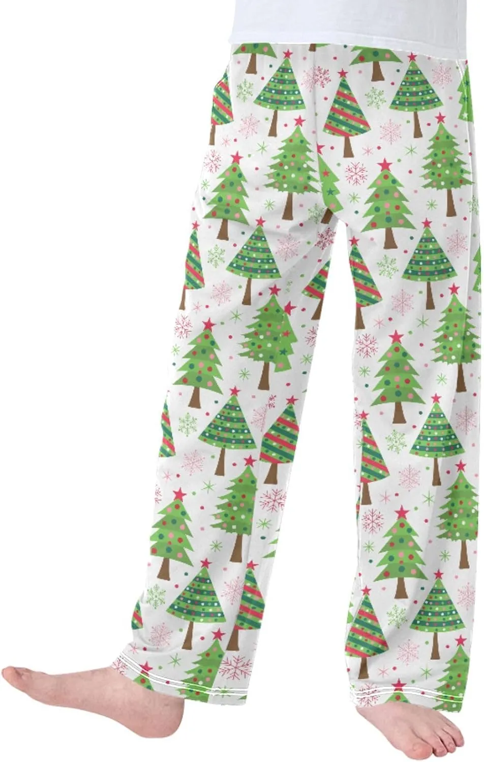 Pigsaly Boys' Pajama Bottoms Green Christmas Trees Snowflakes Long Bottoms Red Pink White Stars Jogger Pants Trousers S