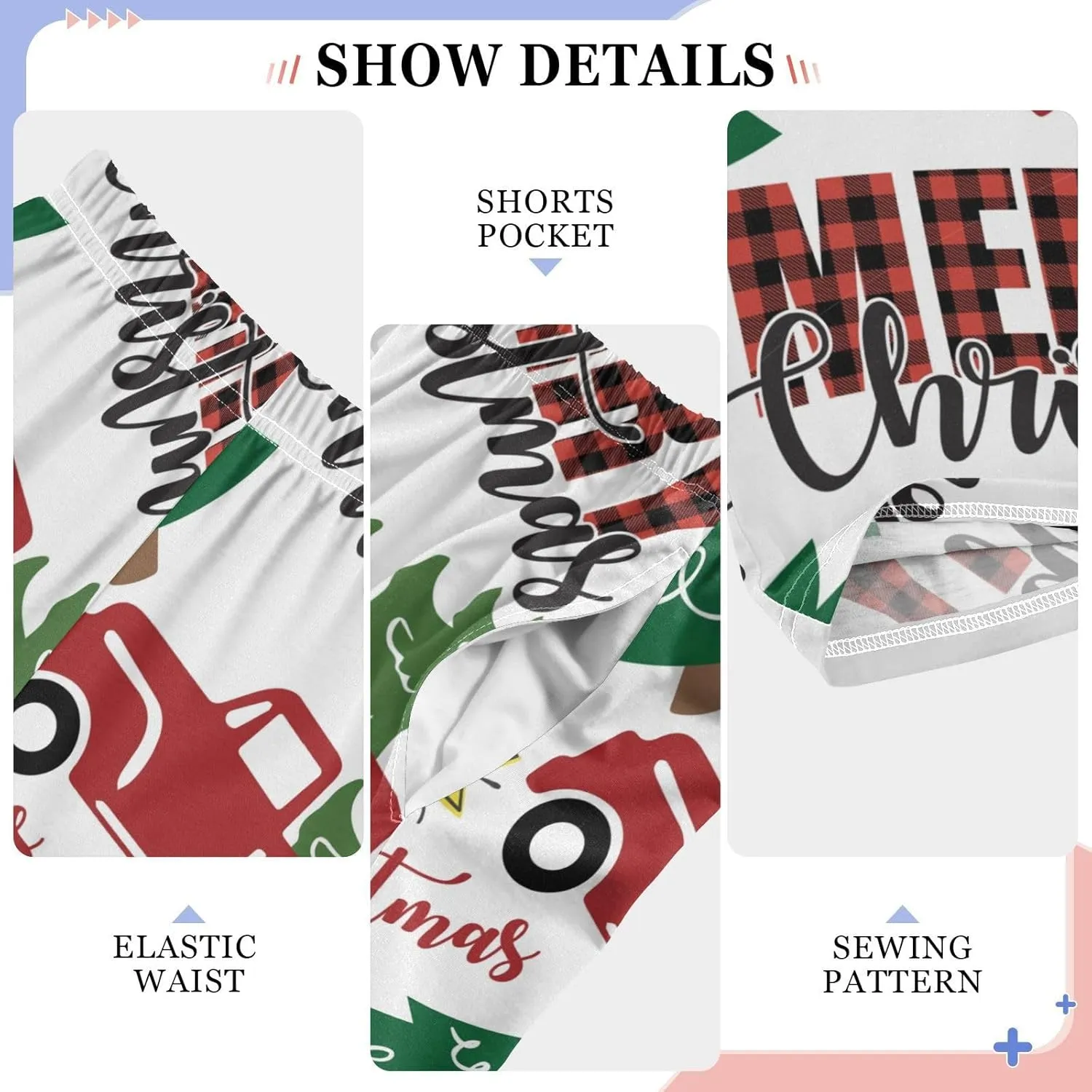 Pigsaly Boys' Pajama Bottoms Merry Christmas Red Truck Long Bottoms Xmas Tree Gold Star Jogger Pants S