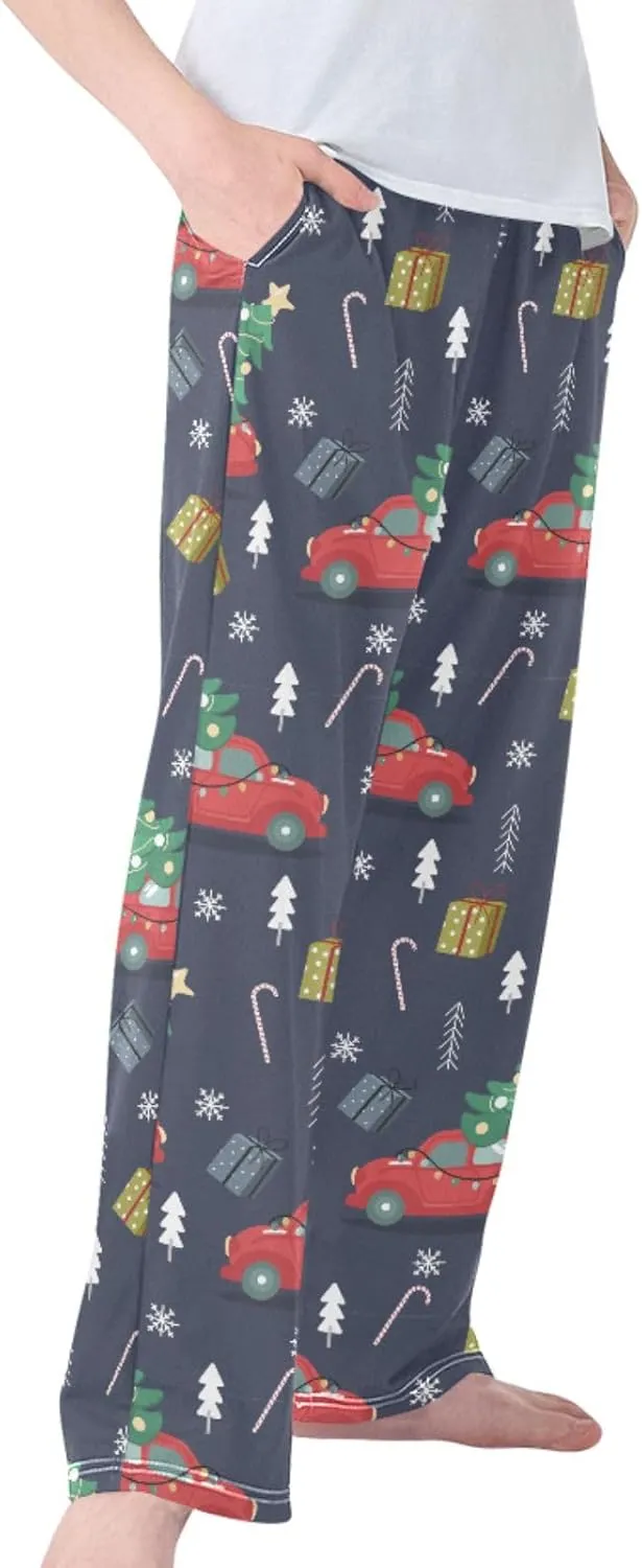 Pigsaly Boys' Pajama Bottoms Retro Car Christmas Tree Snowflakes Long Bottoms Vintage Truck Xmas Gift Star Jogger Pants S