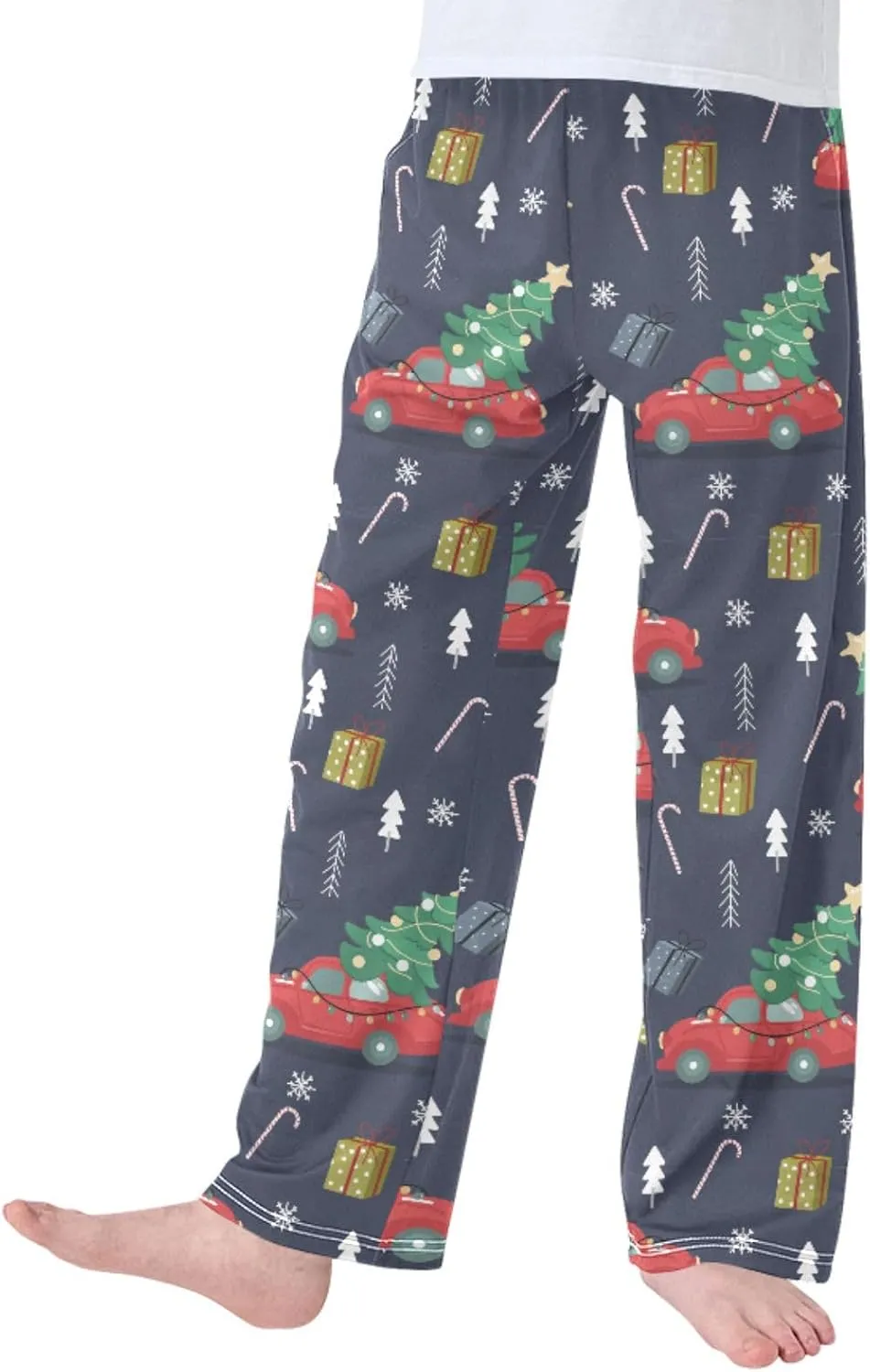 Pigsaly Boys' Pajama Bottoms Retro Car Christmas Tree Snowflakes Long Bottoms Vintage Truck Xmas Gift Star Jogger Pants S