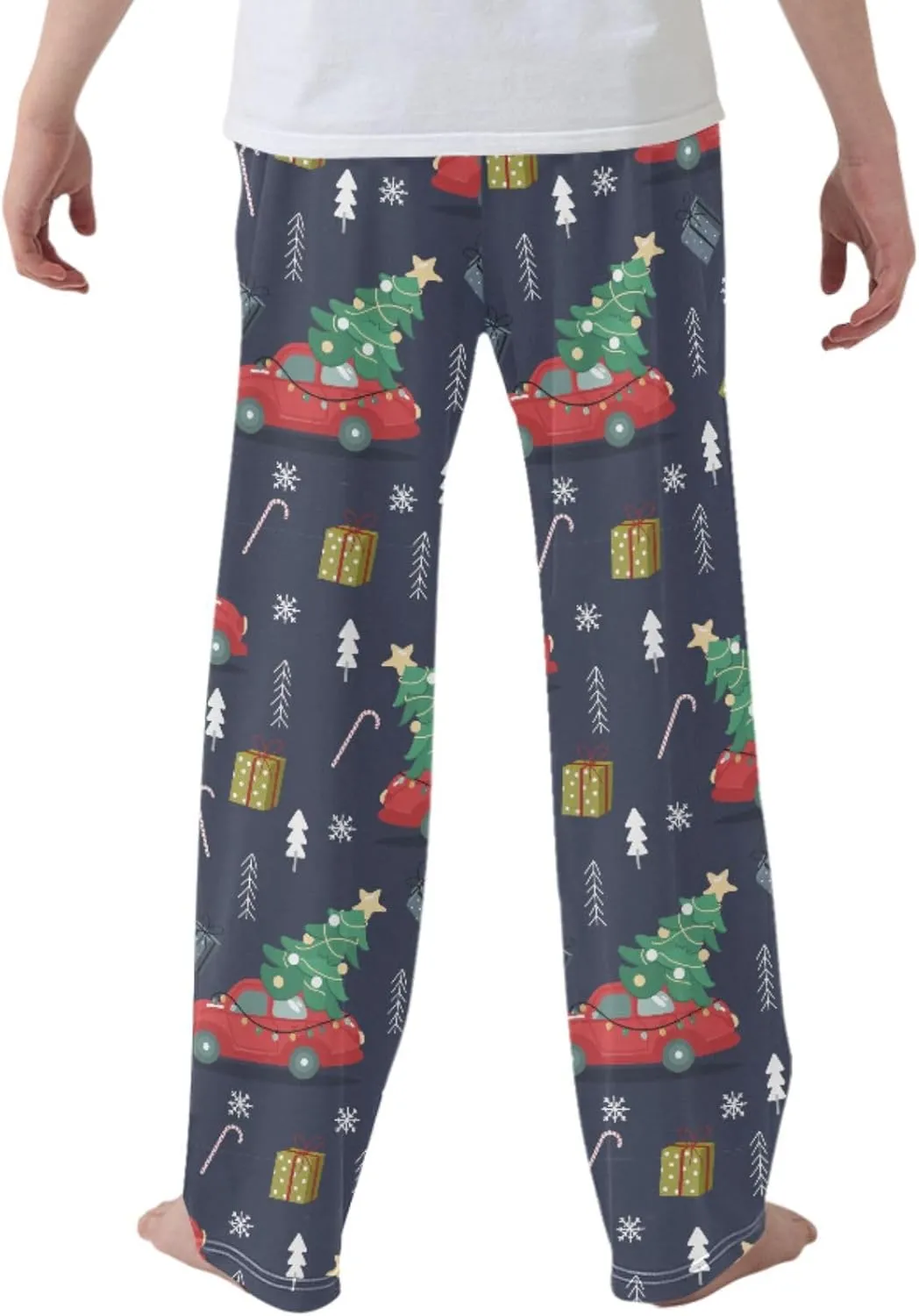 Pigsaly Boys' Pajama Bottoms Retro Car Christmas Tree Snowflakes Long Bottoms Vintage Truck Xmas Gift Star Jogger Pants S