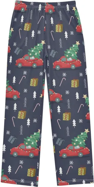 Pigsaly Boys' Pajama Bottoms Retro Car Christmas Tree Snowflakes Long Bottoms Vintage Truck Xmas Gift Star Jogger Pants S