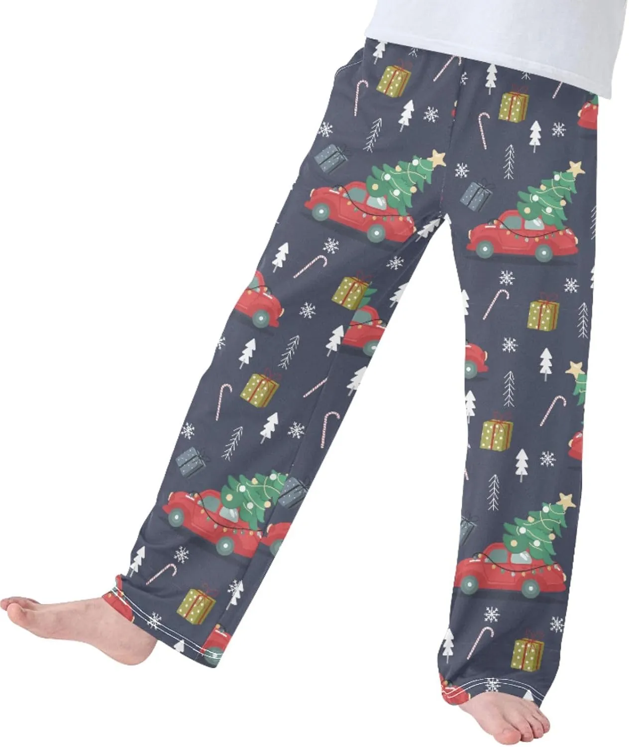 Pigsaly Boys' Pajama Bottoms Retro Car Christmas Tree Snowflakes Long Bottoms Vintage Truck Xmas Gift Star Jogger Pants S