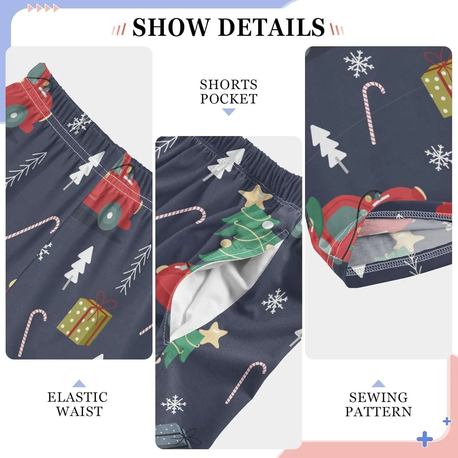 Pigsaly Boys' Pajama Bottoms Retro Car Christmas Tree Snowflakes Long Bottoms Vintage Truck Xmas Gift Star Jogger Pants S