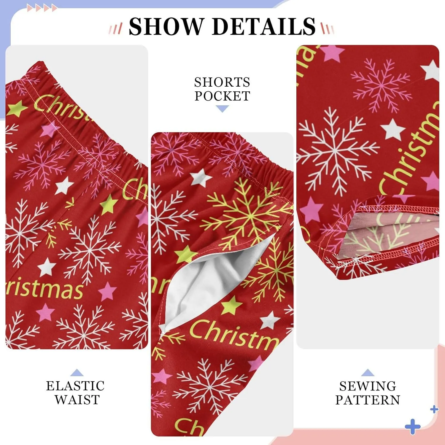 Pigsaly Boys' Pajama Bottoms Snowflakes Letters Stars Long Bottoms Red Snowflake Jogger Pants Elastic Waist Trousers S