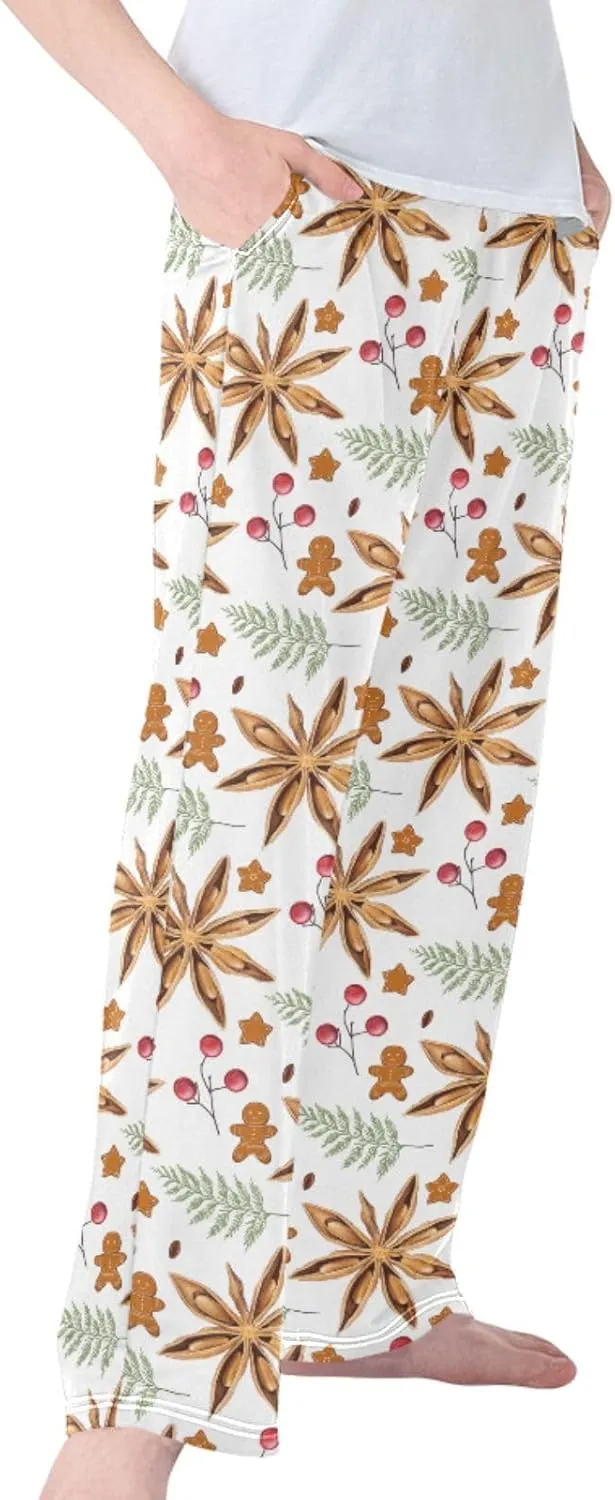 Pigsaly Boys' Pajama Bottoms Winter Gingerbread Candy Cane Long Bottoms Christmas Star Anise Jogger Pants S