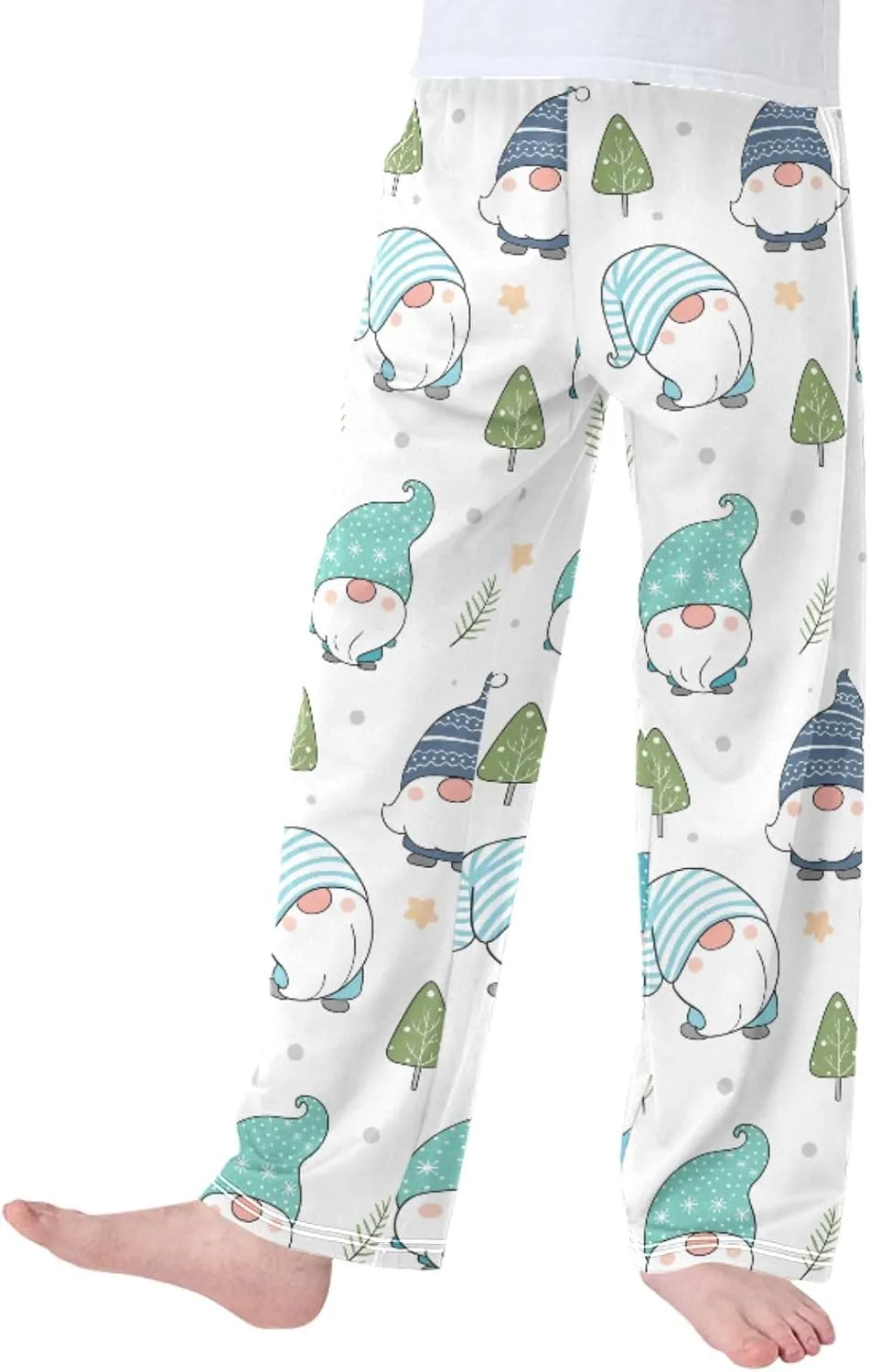 Pigsaly Boys' Pajama Bottoms Winter Snow Gnome Star Long Bottoms Cute Xmas Tree Jogger Pants Elastic Waist Trousers S