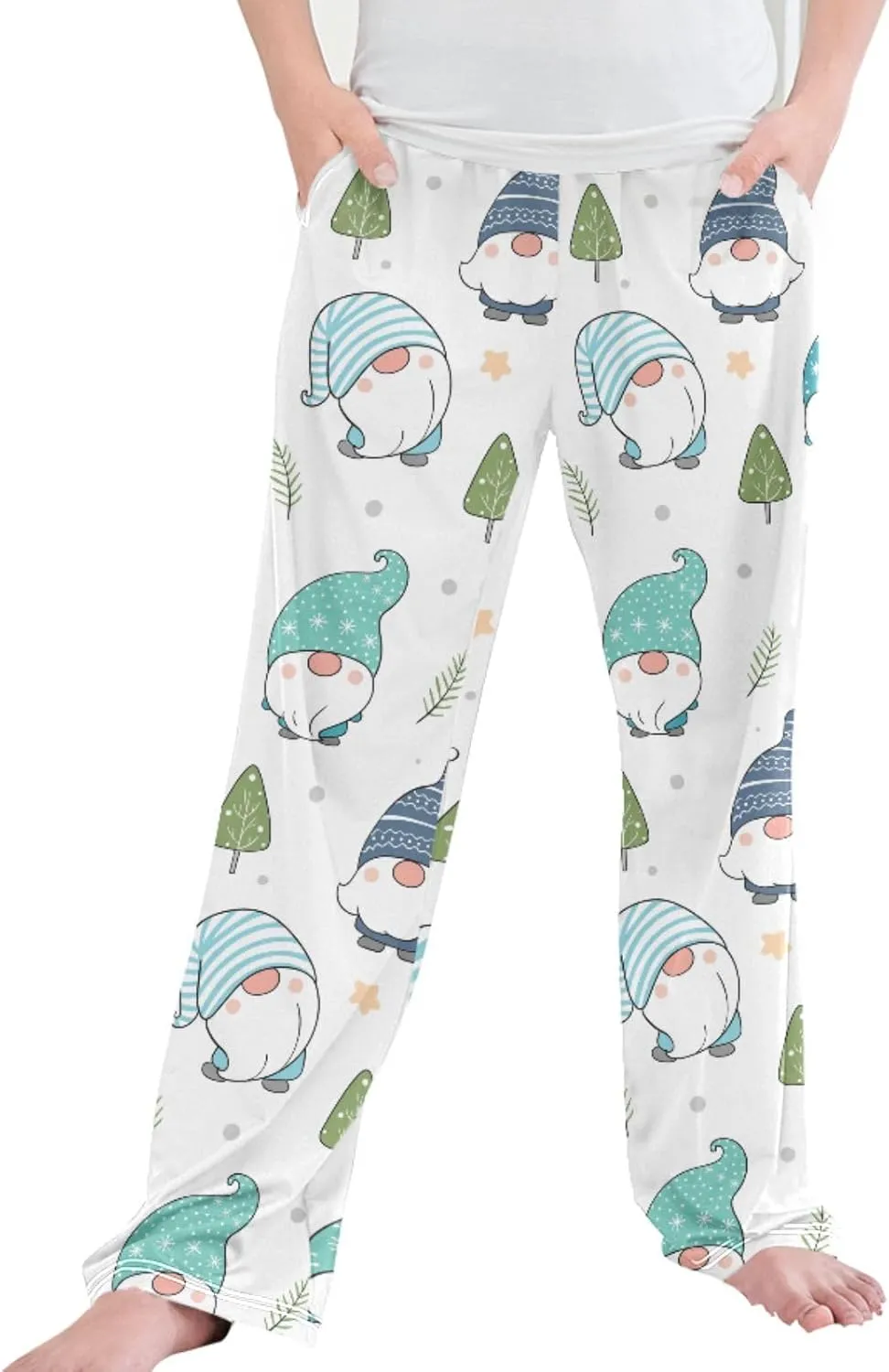 Pigsaly Boys' Pajama Bottoms Winter Snow Gnome Star Long Bottoms Cute Xmas Tree Jogger Pants Elastic Waist Trousers S