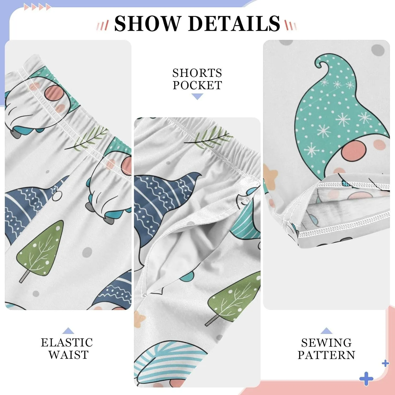 Pigsaly Boys' Pajama Bottoms Winter Snow Gnome Star Long Bottoms Cute Xmas Tree Jogger Pants Elastic Waist Trousers S