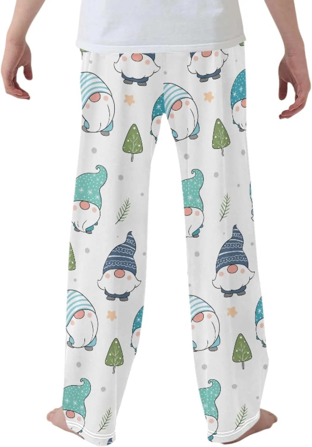 Pigsaly Boys' Pajama Bottoms Winter Snow Gnome Star Long Bottoms Cute Xmas Tree Jogger Pants Elastic Waist Trousers S