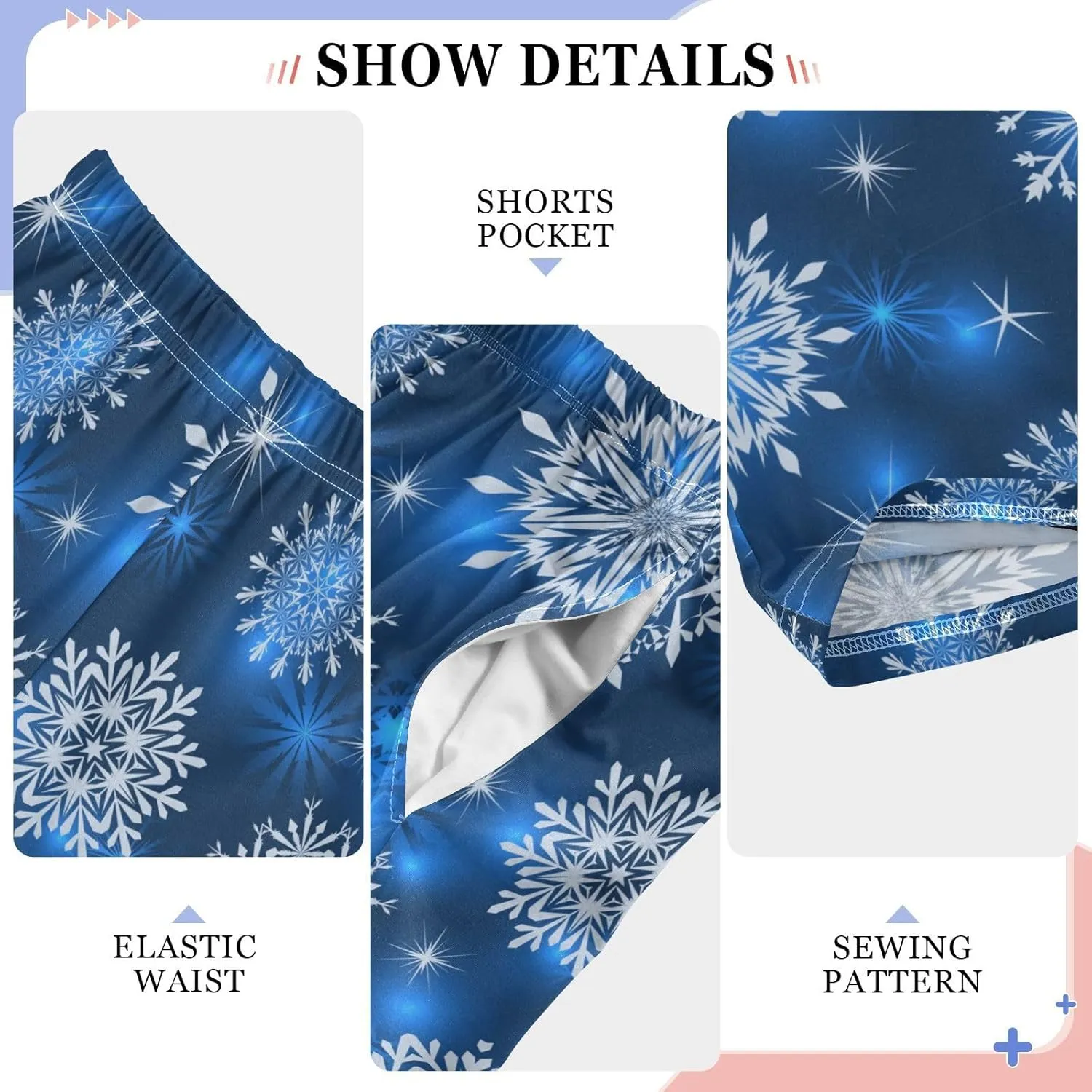 Pigsaly Boys' Pajama Bottoms Winter White Snowflake Long Bottoms Geometric Star Jogger Pants Elastic Waist Trousers S