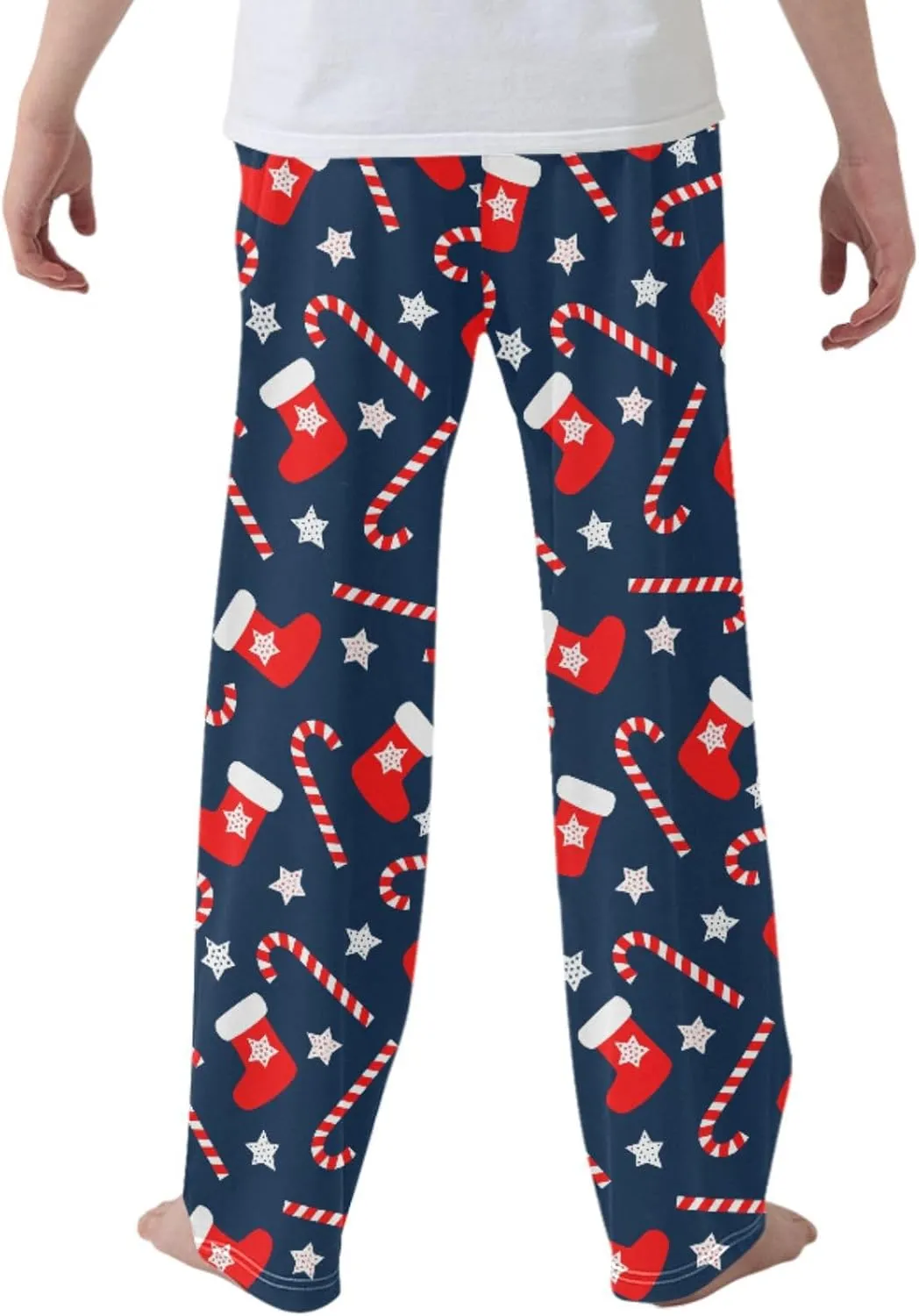 Pigsaly Boys' Pajama Bottoms Xmas Socks Candy Canes Long Bottoms Christmas Star Snowflake Jogger Pants S