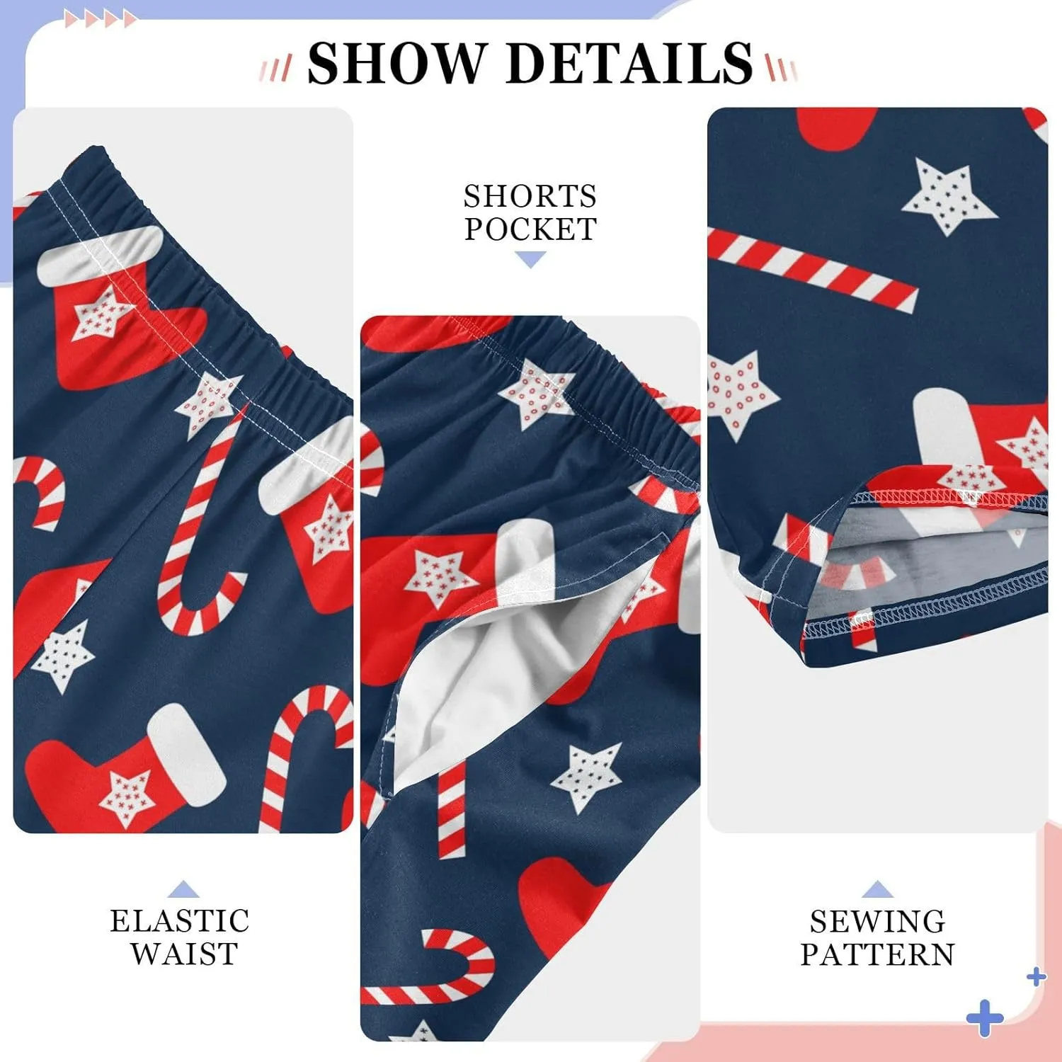 Pigsaly Boys' Pajama Bottoms Xmas Socks Candy Canes Long Bottoms Christmas Star Snowflake Jogger Pants S