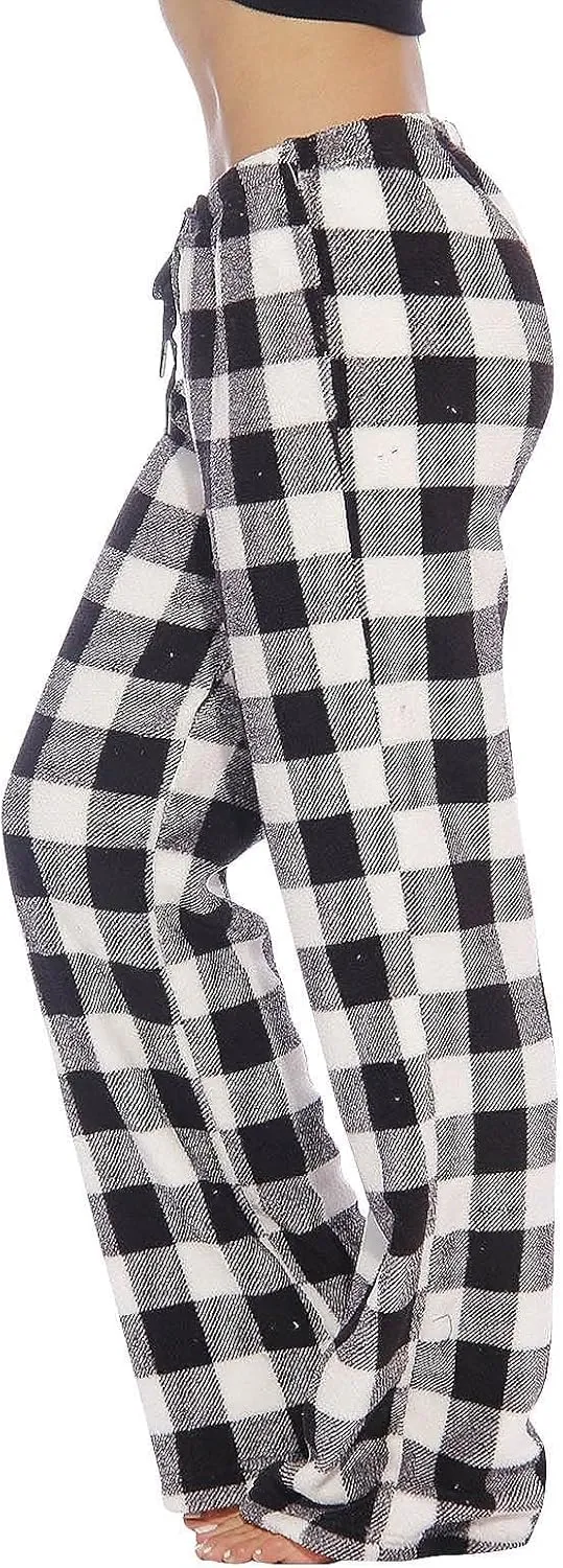 Plaid Pajama Pants Women Comfy Flannel Buffalo Plaid Pj Pants Drawstring Wide Leg Lounge Pants Pajamas Bottoms