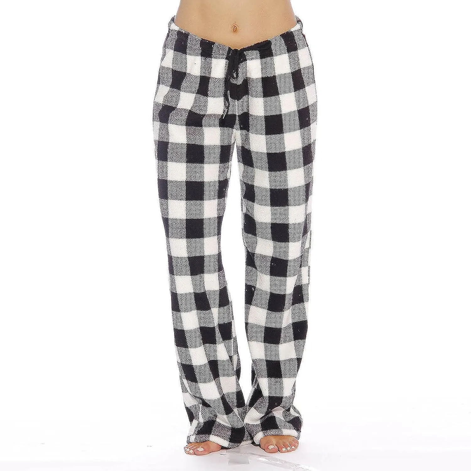 Plaid Pajama Pants Women Comfy Flannel Buffalo Plaid Pj Pants Drawstring Wide Leg Lounge Pants Pajamas Bottoms