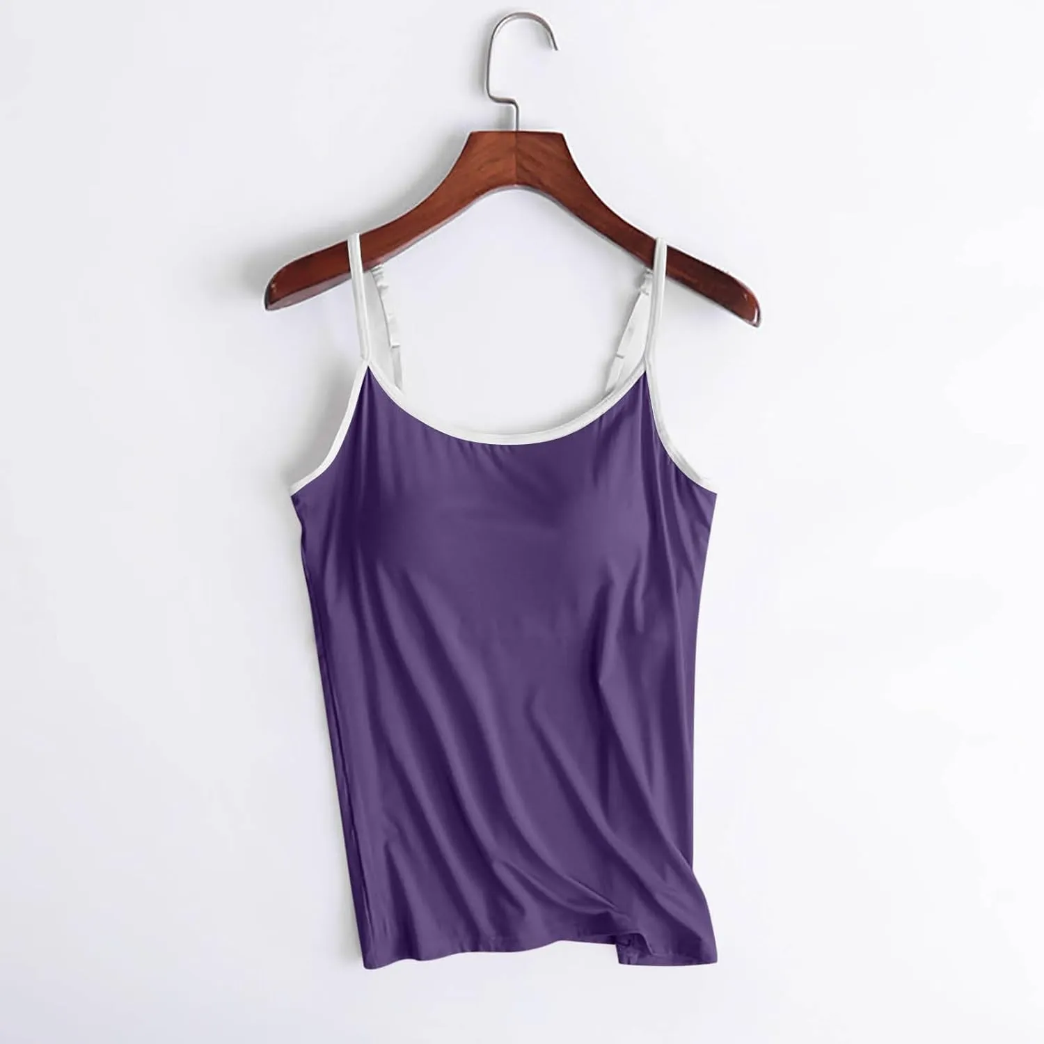 Plus Size Tank Tops with Built in Bras Spaghetti Strap Adjustable Casual Smooth Fashion Workout Athletic Camisole