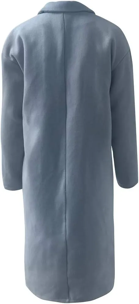 Plus Size Trench Coats for Women Fall Winter Business Casual Oversized Jackets Long Sleeve Lapel Collar Wool Coat