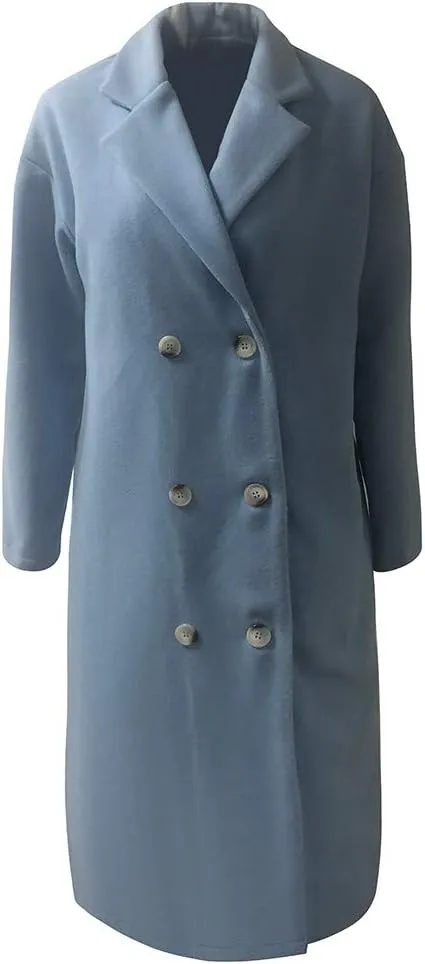 Plus Size Trench Coats for Women Fall Winter Business Casual Oversized Jackets Long Sleeve Lapel Collar Wool Coat
