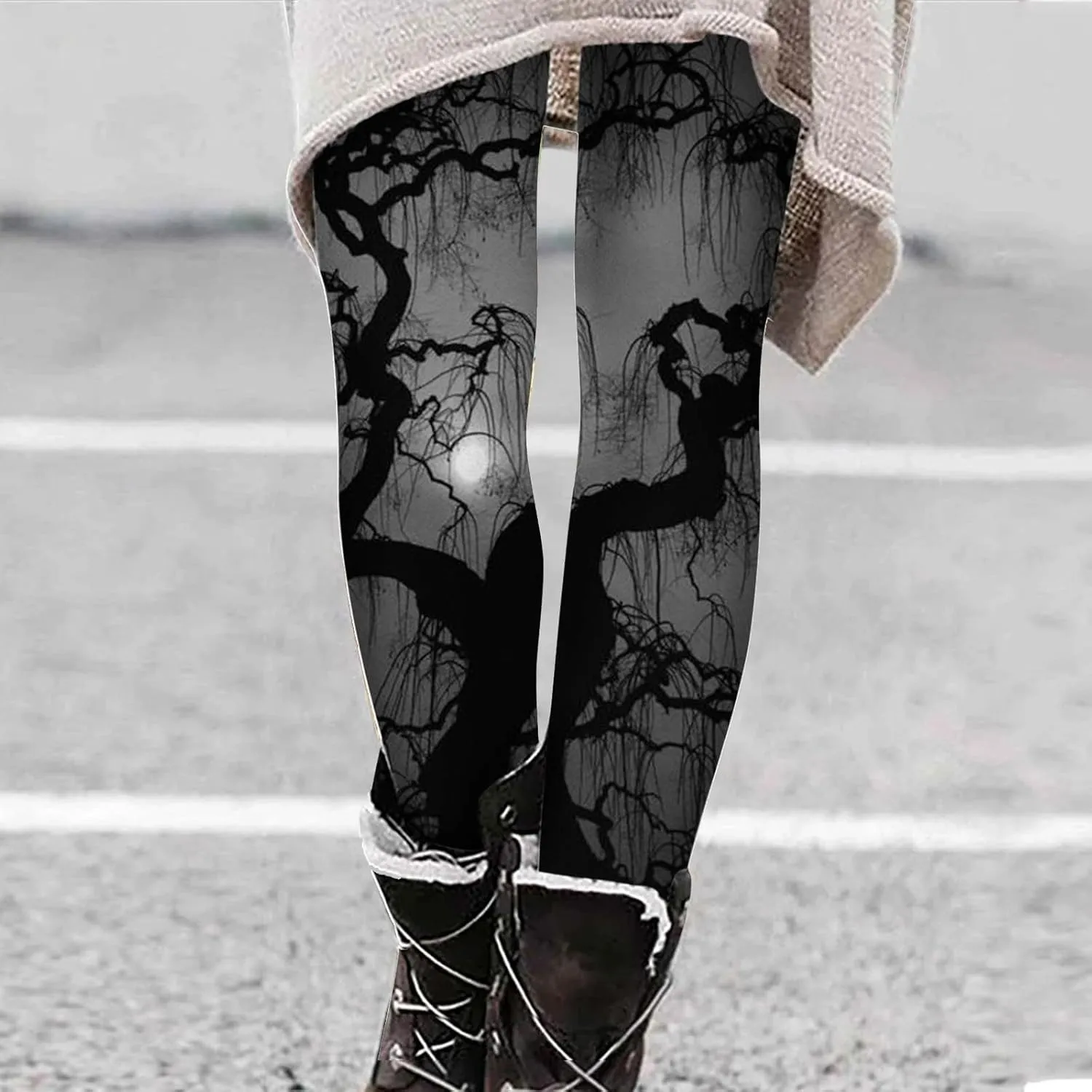 Pumpkin Head Stripes Print Legging Halloween Print Collection High Waist Women Leggings Compression Pants for Yoga