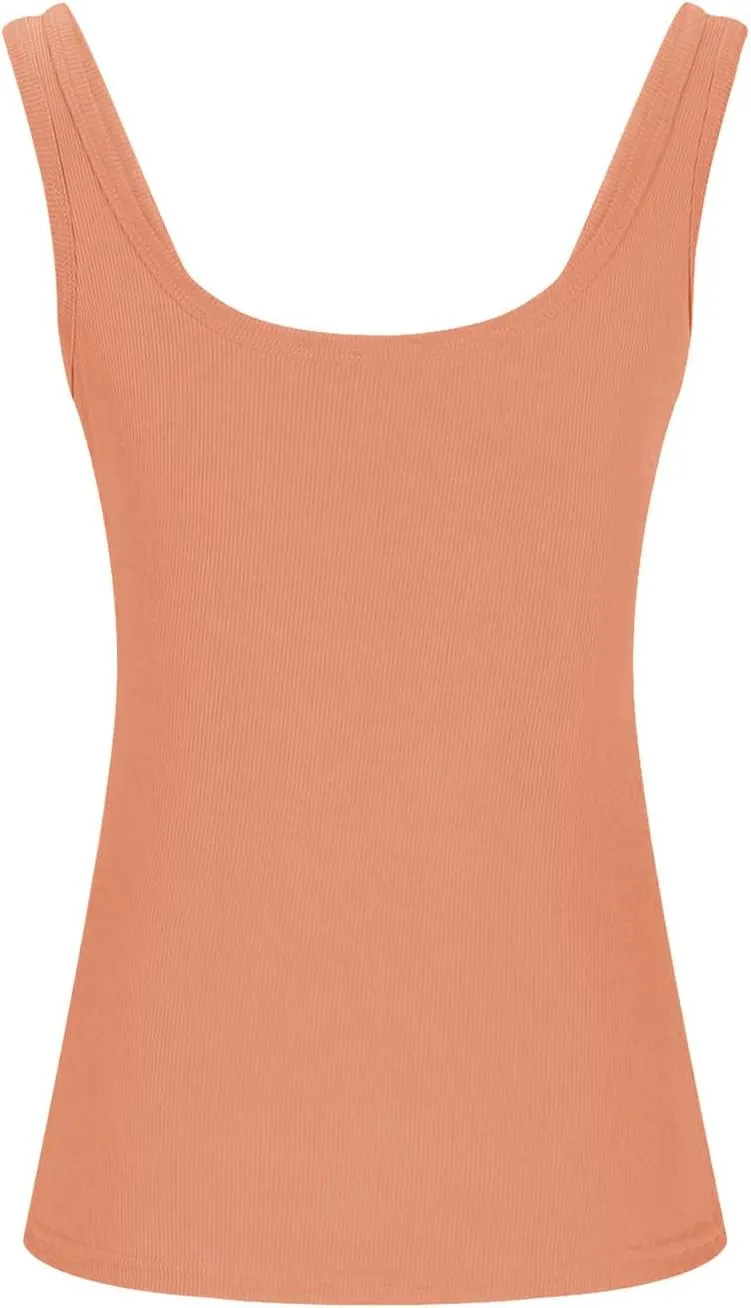 Ribbed Tank Tops for Women Sleeveless Camisole Shirt Lightweight Workout Shirts Slim Fit Square Neck Tank Top