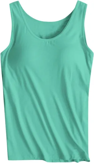 Shelf Bra Tanks for Women Summer Trendy Padded Tank Tops Basic Classic Cozy Undershirts Outfit with Built in Bras