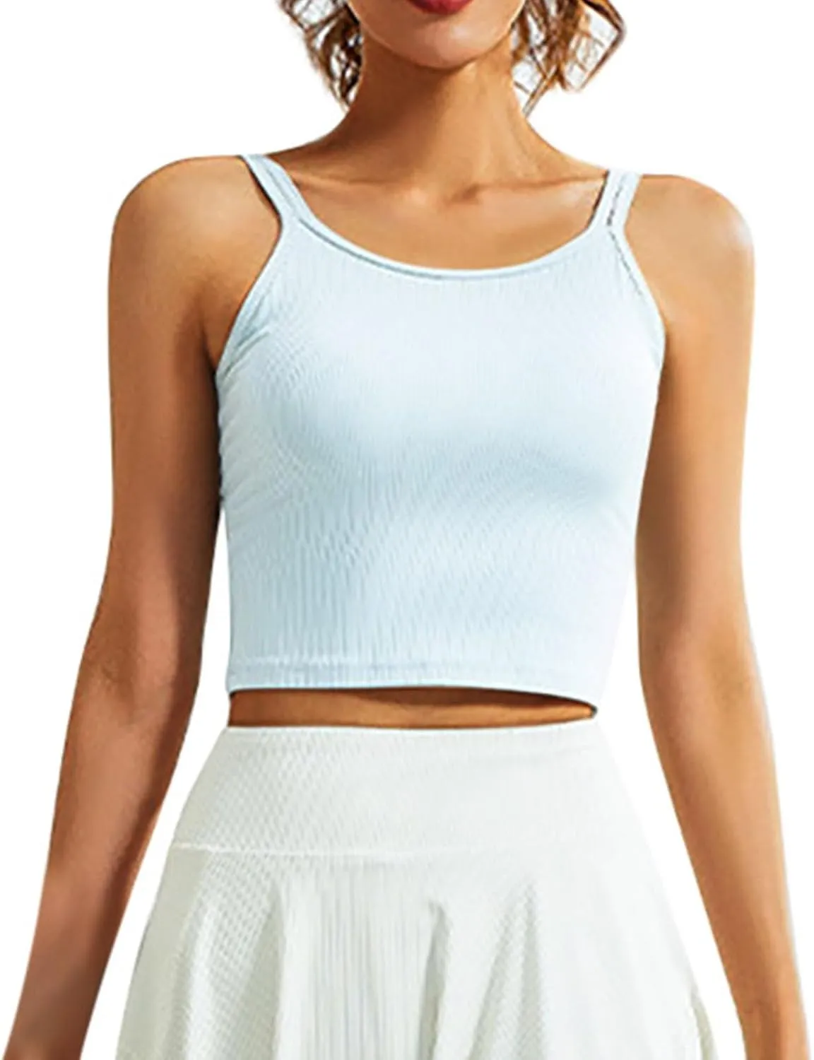 Sports Bras for Women Double Shoulder Strap Quick-Dry Workout Crop Cute Tank Tops Camisole Yoga Fitness Running Gym