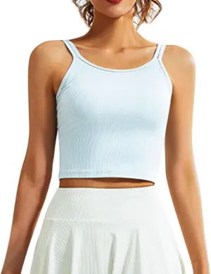 Sports Bras for Women Double Shoulder Strap Quick-Dry Workout Crop Cute Tank Tops Camisole Yoga Fitness Running Gym