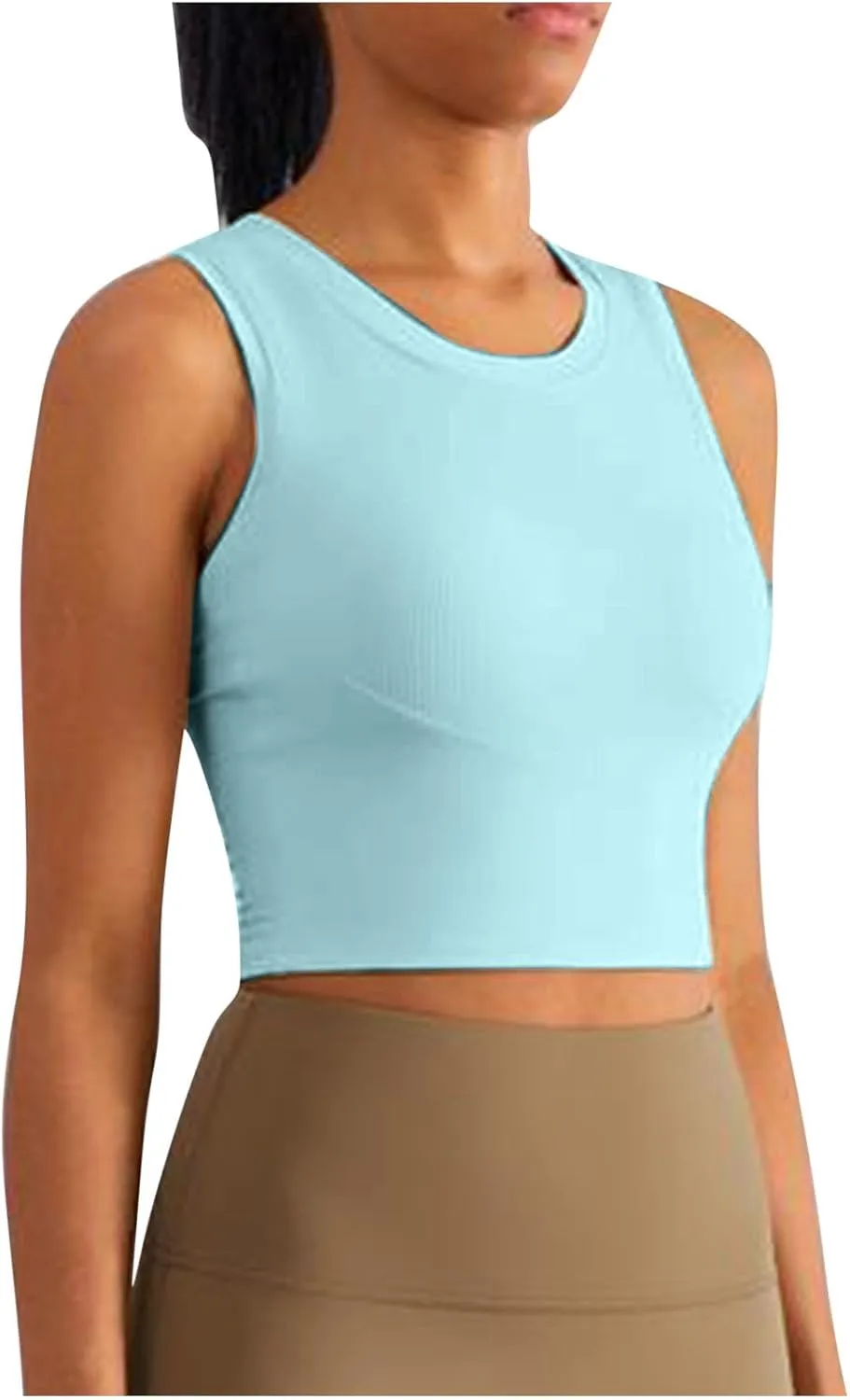 Sports Tanks Tops for Women Turtleneck Wide Strap Racerback Crop Top Stretchy Fitness Workout Yoga Shirts Outfit