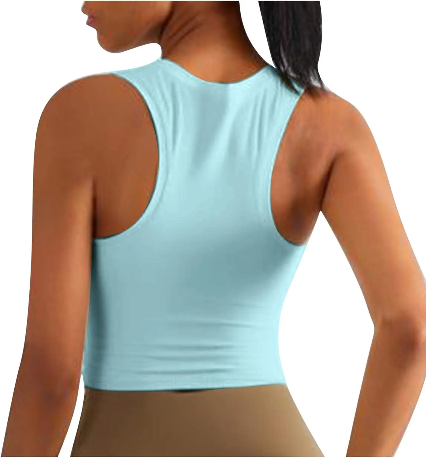 Sports Tanks Tops for Women Turtleneck Wide Strap Racerback Crop Top Stretchy Fitness Workout Yoga Shirts Outfit