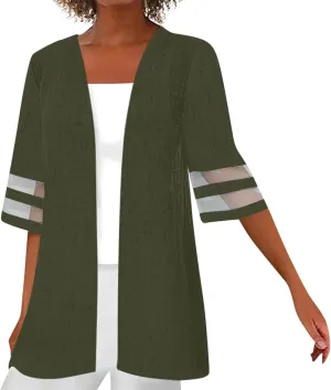 Spring Cardigans for Women 2025 Floral Printed Trendy Open Front Cardigan 3/4 Sleeve Trendy Elegant Cardigans