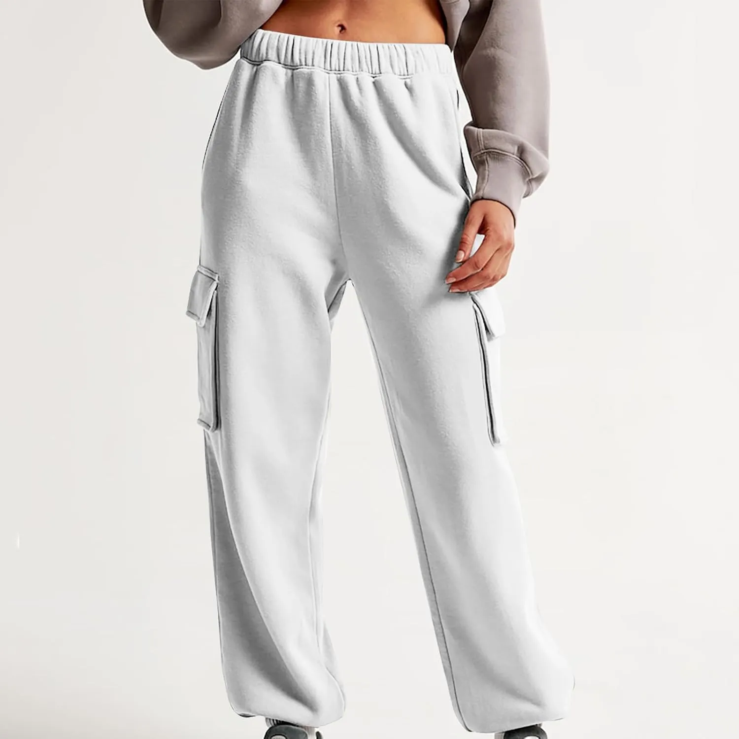 Straight Leg Sweatpants for Women Wide Leg High Waisted Baggy Lounge Casual Joggers Open Bottom Athletic Sweat Pants