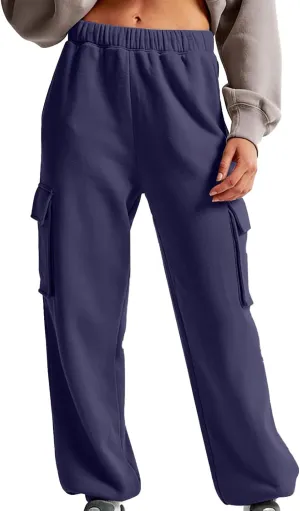 Straight Leg Sweatpants for Women Wide Leg High Waisted Baggy Lounge Casual Joggers Open Bottom Athletic Sweat Pants