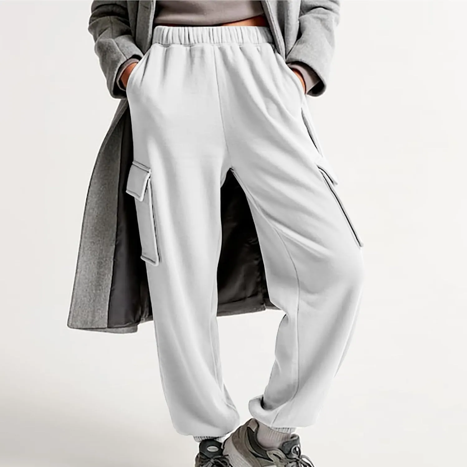 Straight Leg Sweatpants for Women Wide Leg High Waisted Baggy Lounge Casual Joggers Open Bottom Athletic Sweat Pants