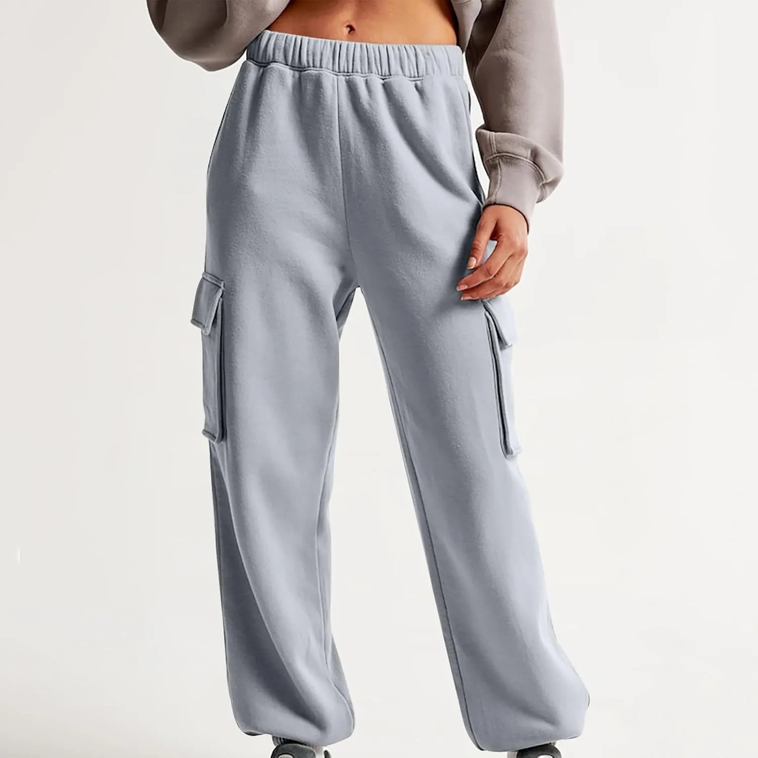 Straight Leg Sweatpants for Women Wide Leg High Waisted Baggy Lounge Casual Joggers Open Bottom Athletic Sweat Pants