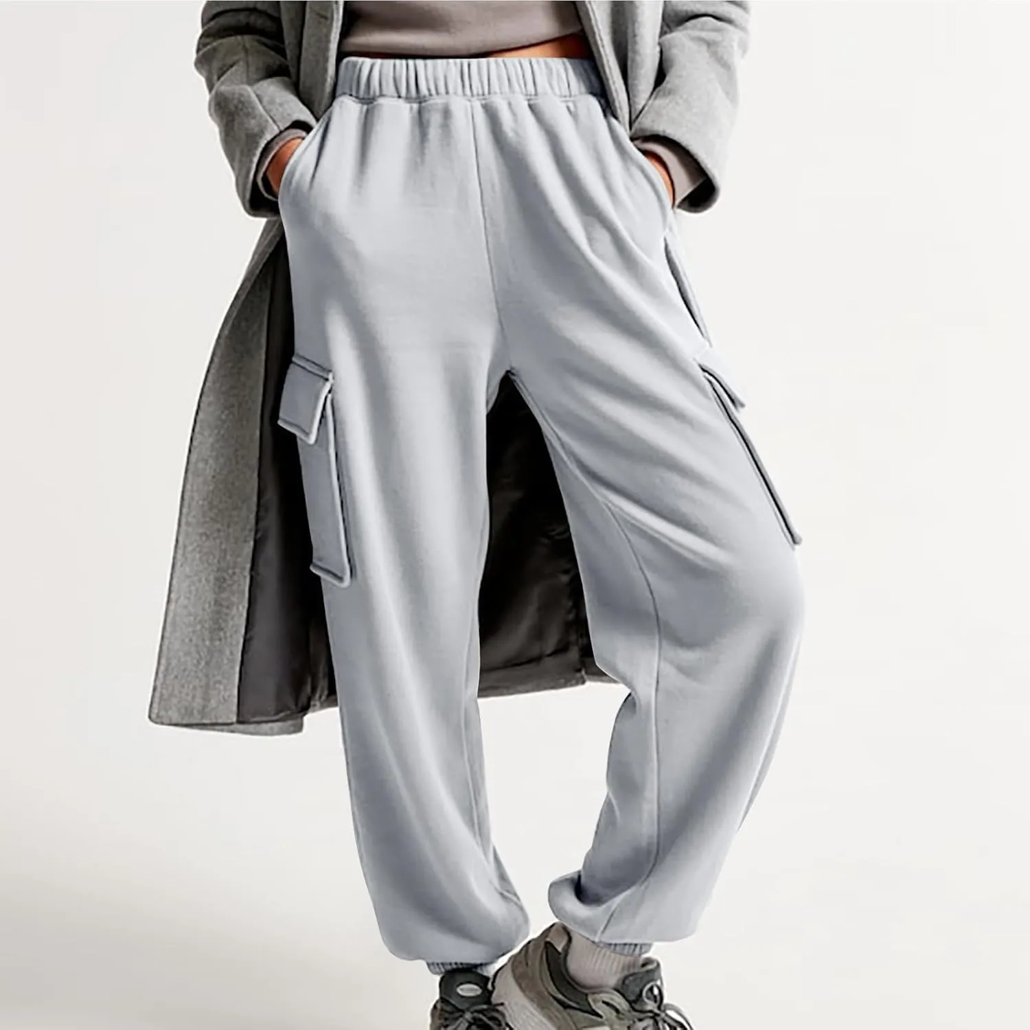 Straight Leg Sweatpants for Women Wide Leg High Waisted Baggy Lounge Casual Joggers Open Bottom Athletic Sweat Pants