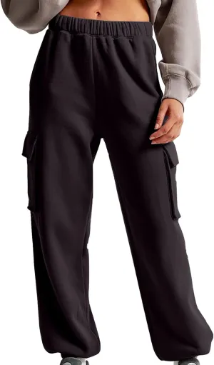 Straight Leg Sweatpants for Women Wide Leg High Waisted Baggy Lounge Casual Joggers Open Bottom Athletic Sweat Pants