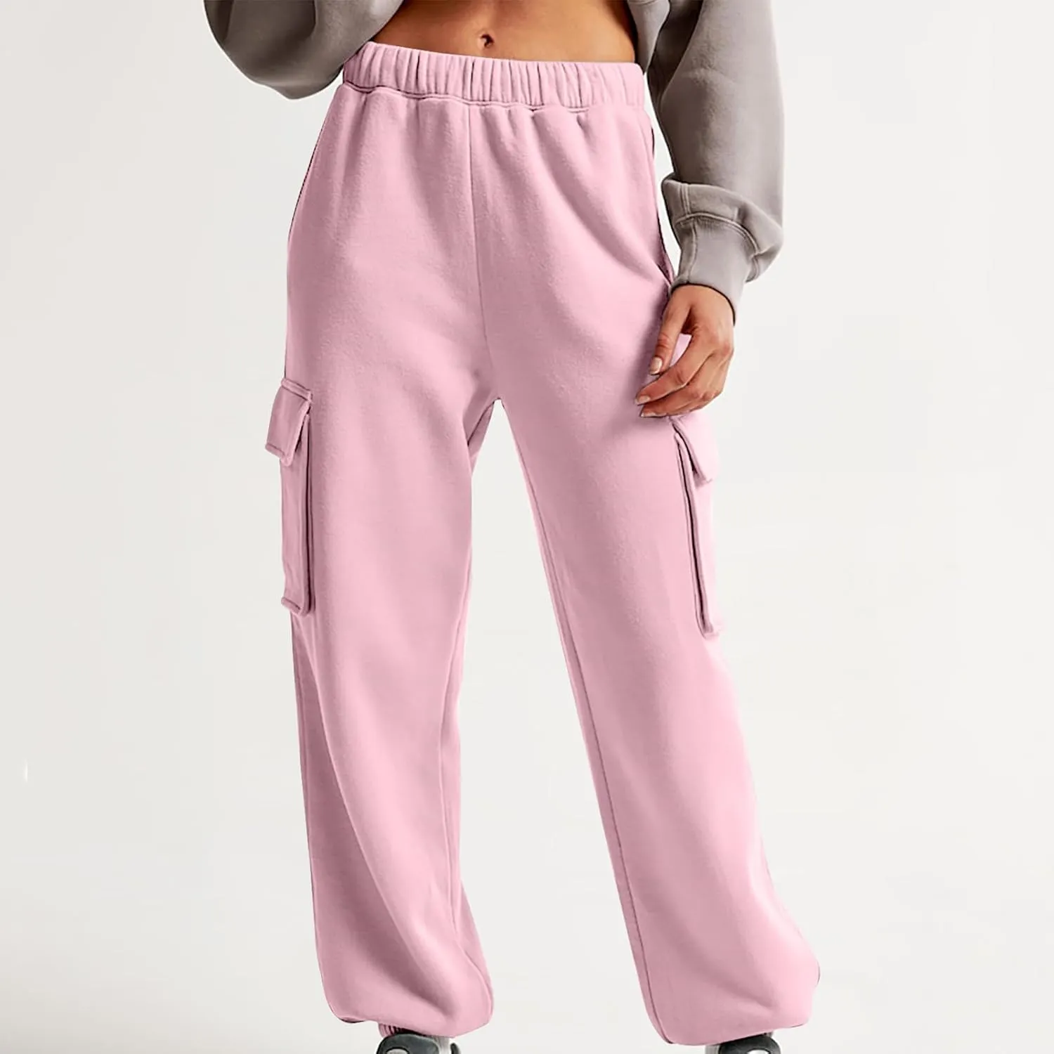 Straight Leg Sweatpants for Women Wide Leg High Waisted Baggy Lounge Casual Joggers Open Bottom Athletic Sweat Pants