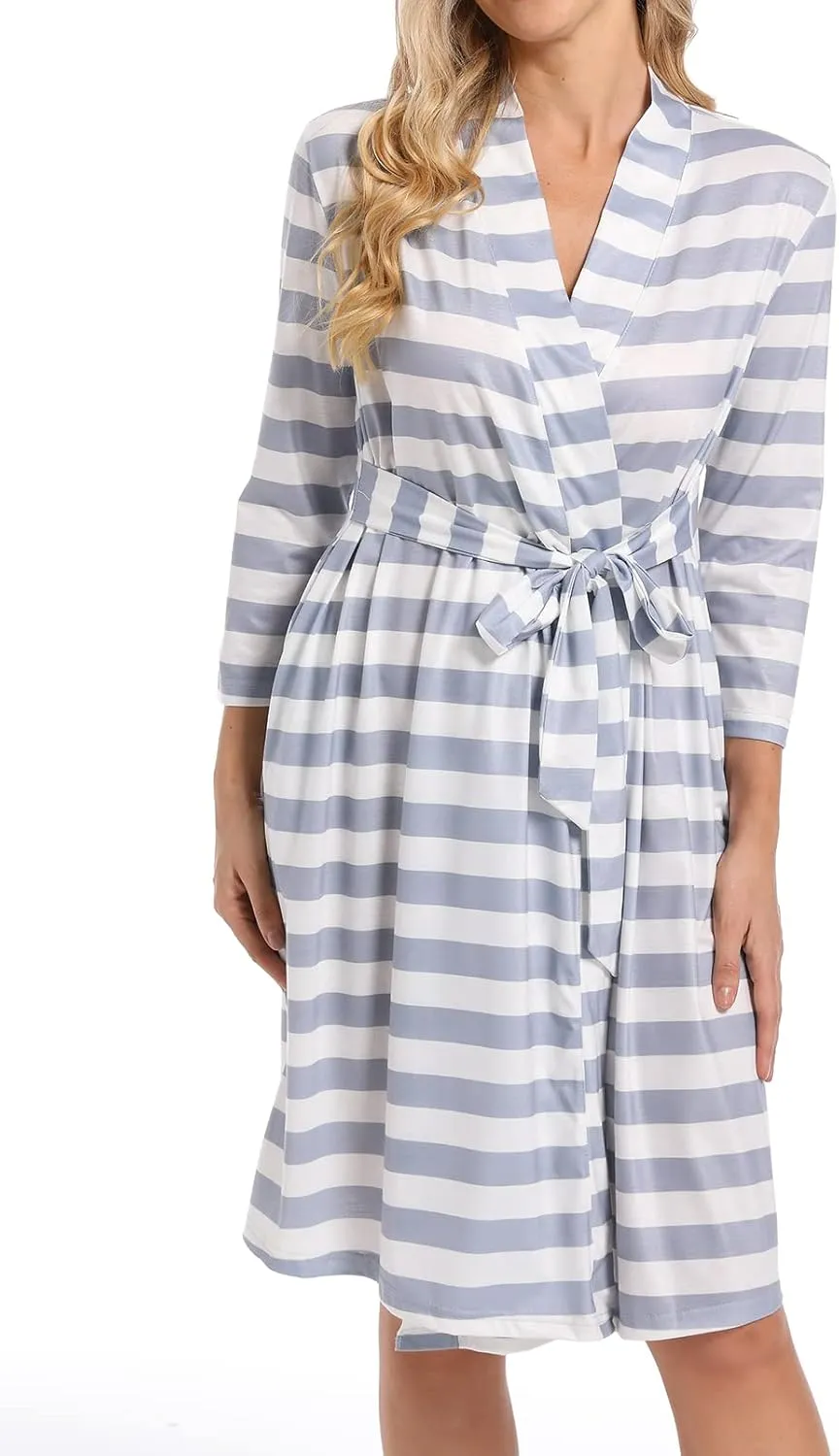 SUFEINI Maternity Robes and Matching Swaddle Blanket Set, Mommy Women Bathrobe Postpartum Robe