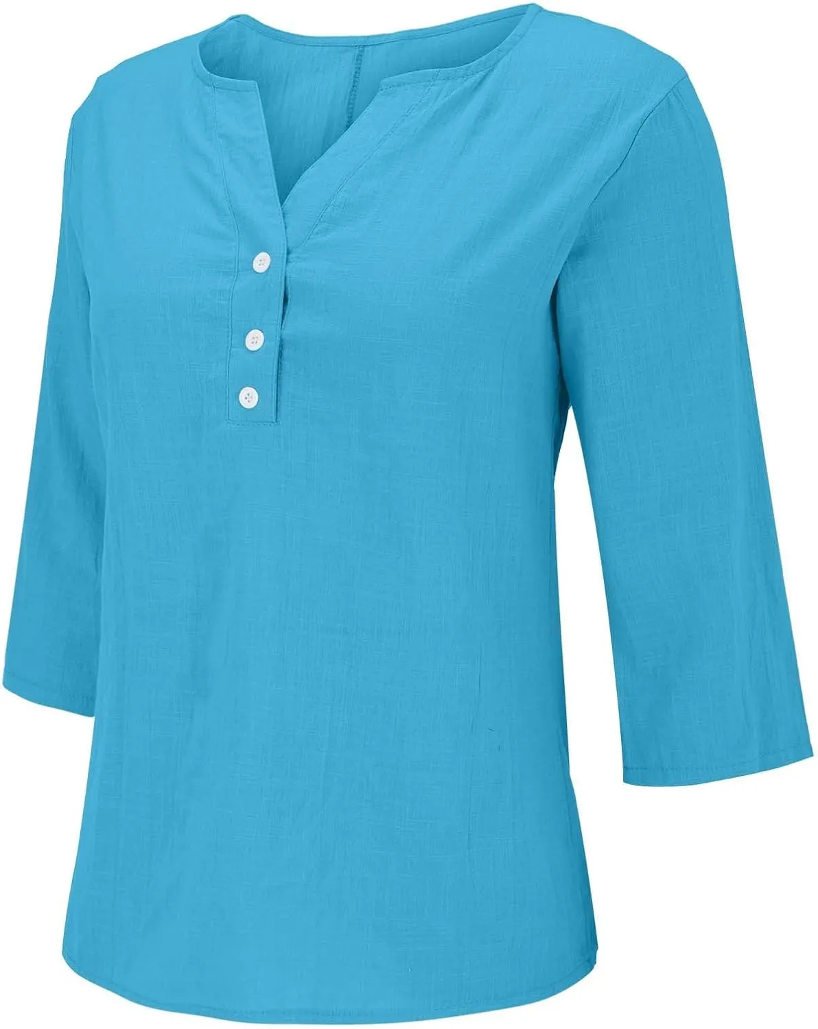 Summer Cotton Linen Shirts for Women 2025 Casual 3/4 Sleeve Tunic Shirts Spring Vacation Fashion Clothes