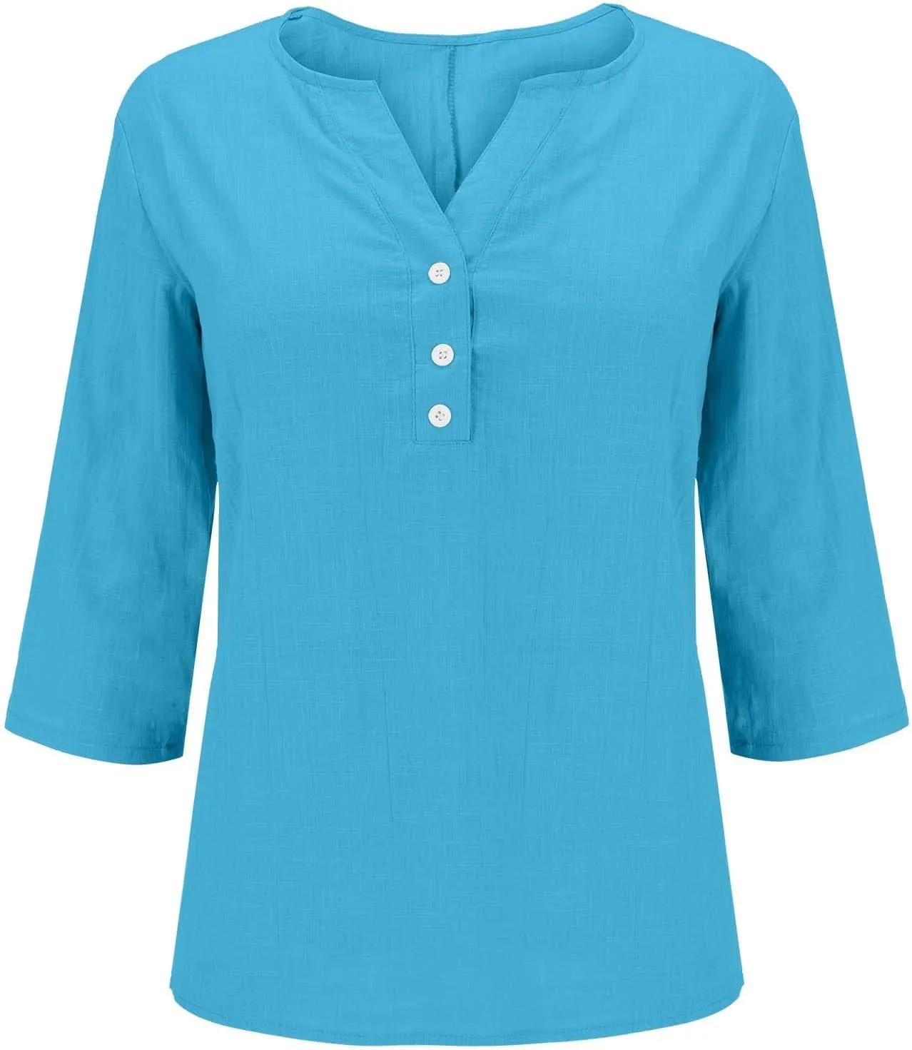 Summer Cotton Linen Shirts for Women 2025 Casual 3/4 Sleeve Tunic Shirts Spring Vacation Fashion Clothes