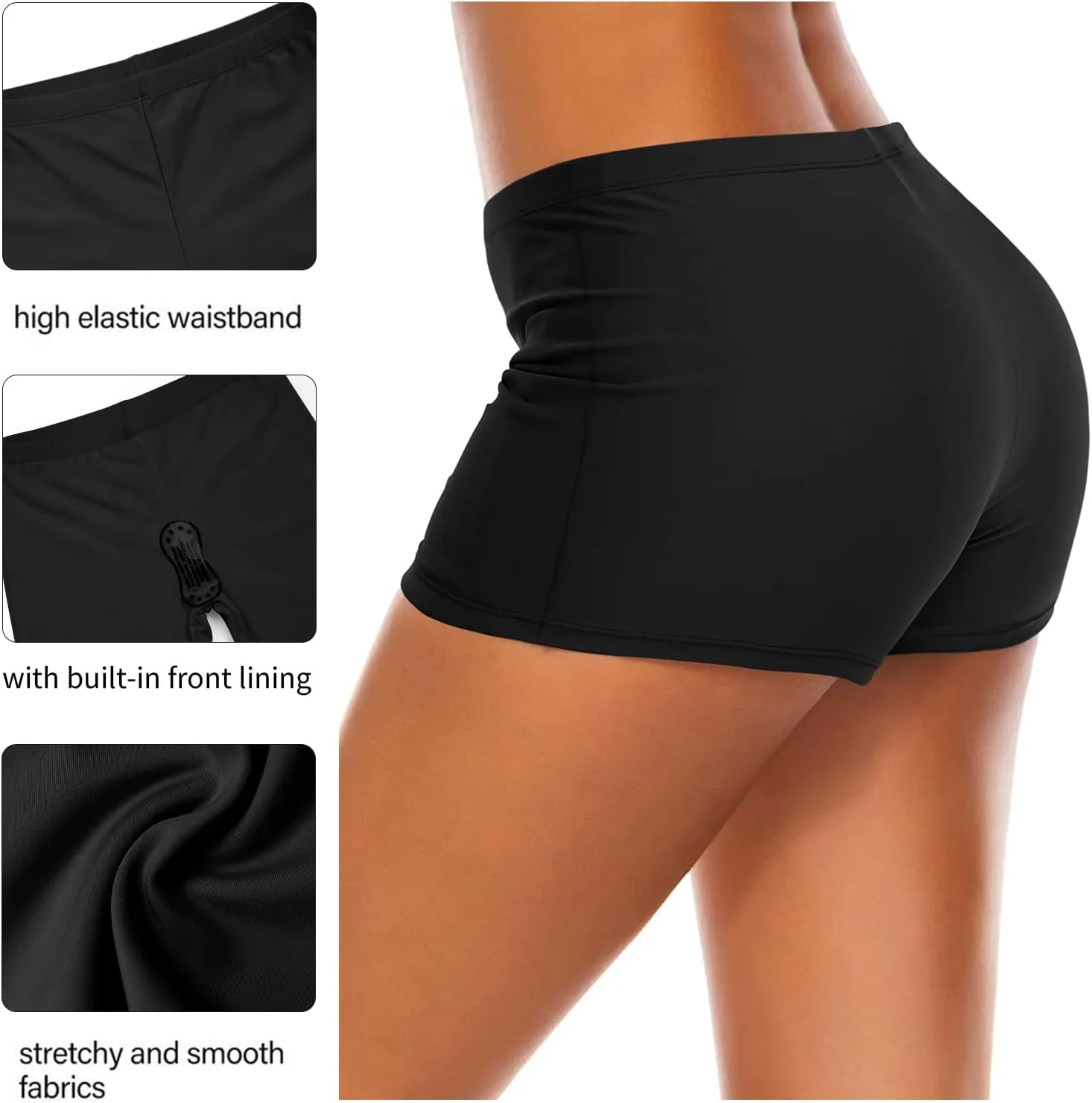Swim Shorts for Women Stretchy Board Shorts Solid Tankini Bottoms Sport Swimsuit Bottoms