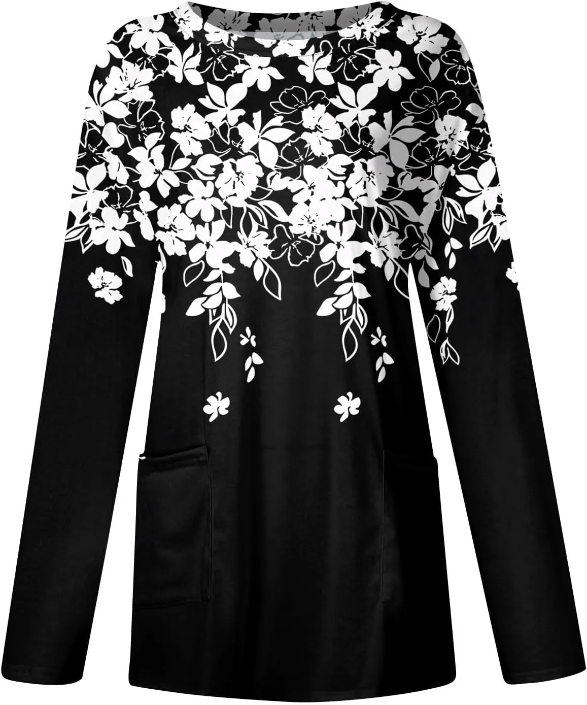 T-Shirt Women Fall Tunic Tops Plus Size Work Blouses Long Sleeve Winter Casual Tops Crew Neck Sweatshirts with Pockets