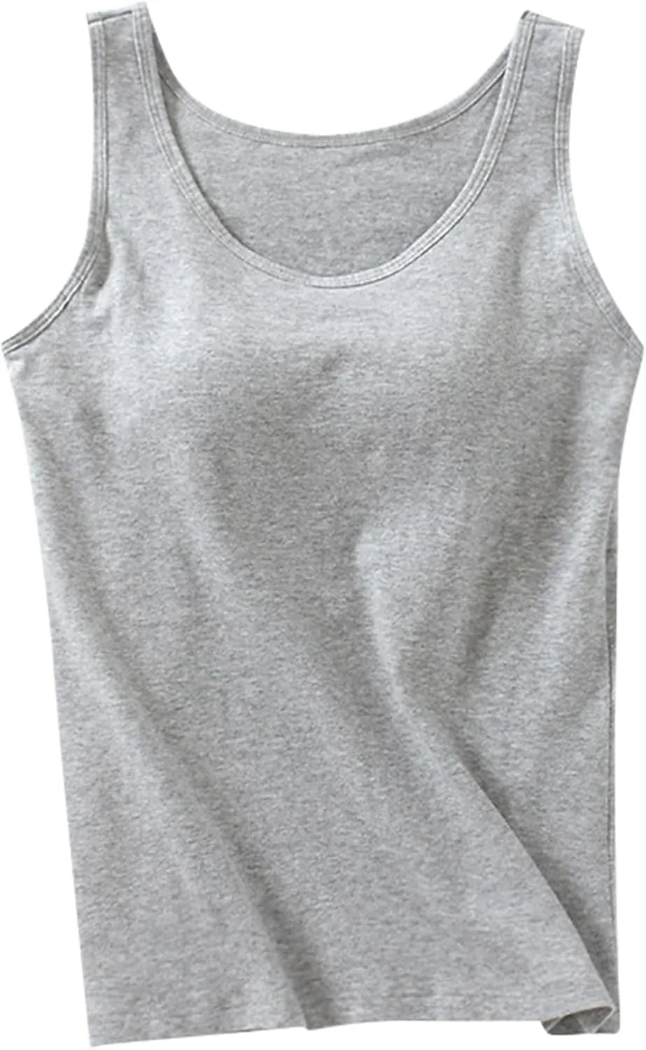 Tank Top for Women with Built in Bra Adjustable Strap Camisole Basic Cotton Cami Shirts