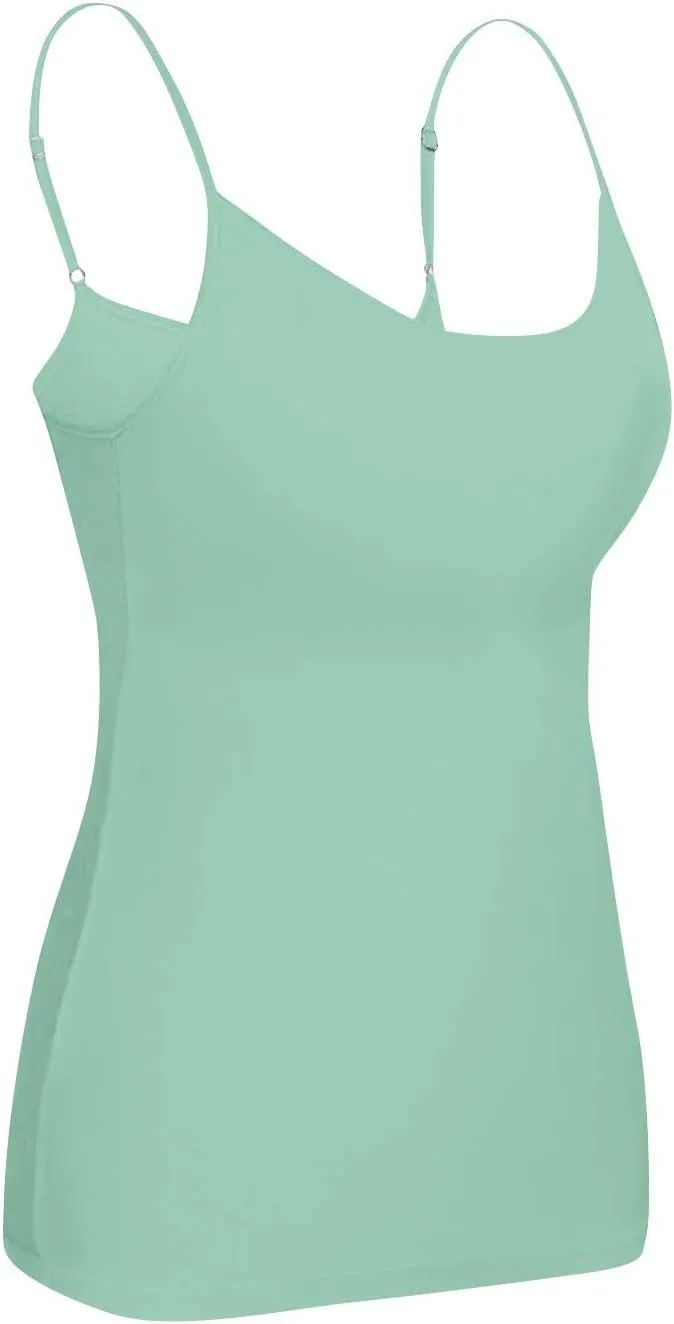Tank Top with Built in Bra for Women Adjustable Spaghetti Strap Shelf Bra Camisole Tops Cotton Undershirts Cami