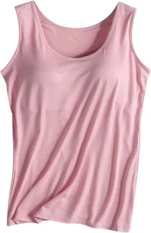 Tank Top with Built in Bra for Women Racerback Workout Shelf Bras Tanks Basic Padded Yoga Shirt Modal Undershirt