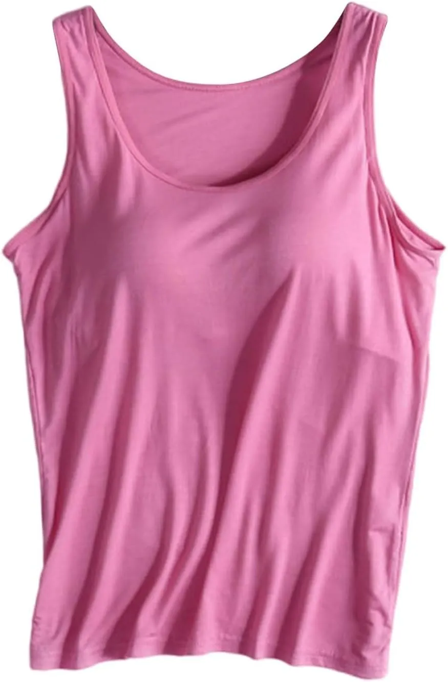 Tank Top with Built in Bra for Women Sports Cute Cami Shirts Spring Summer Workout Camisoles Sleeveless Under Clothes